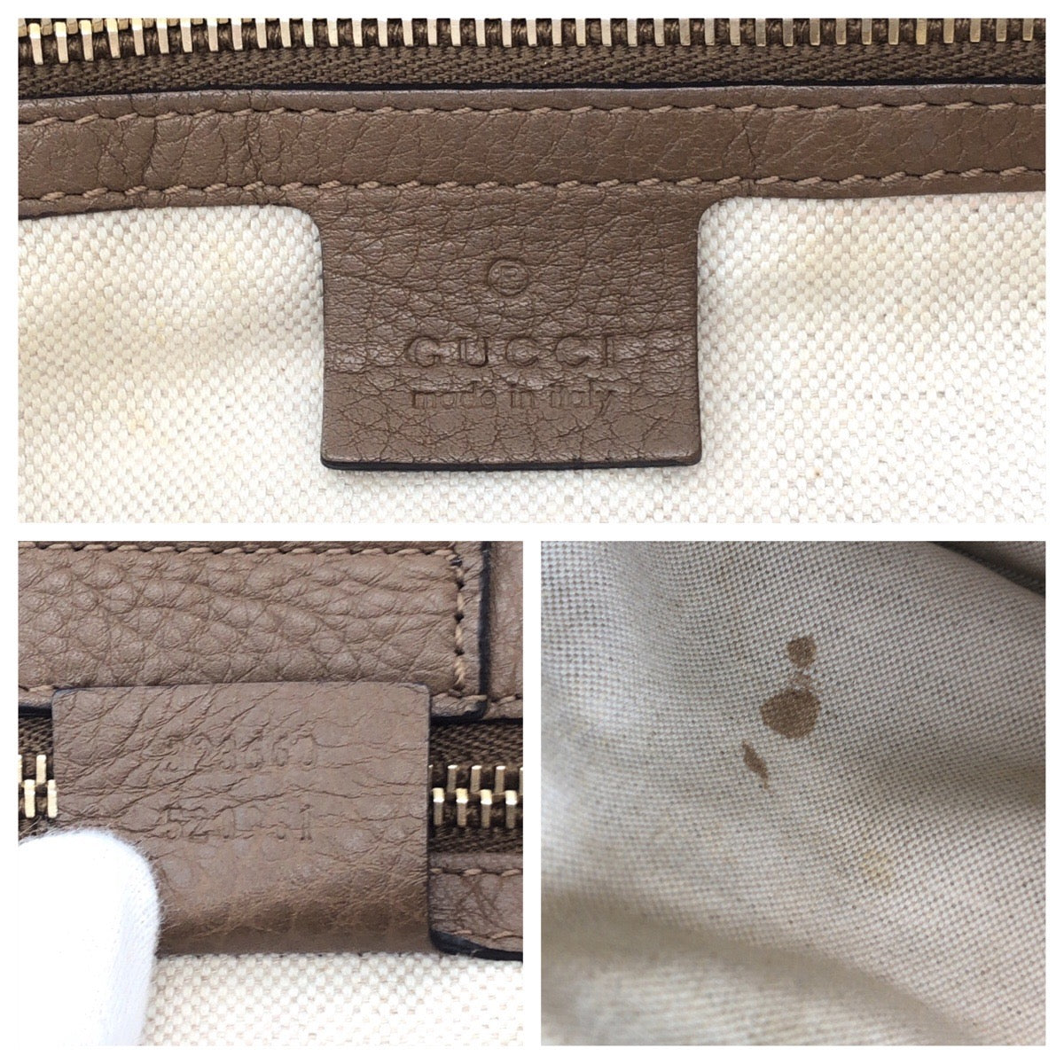 GUCCI Handbag 323660 leather Brown Gold Metal Handbag Tote Bag Bamboo Women Used
