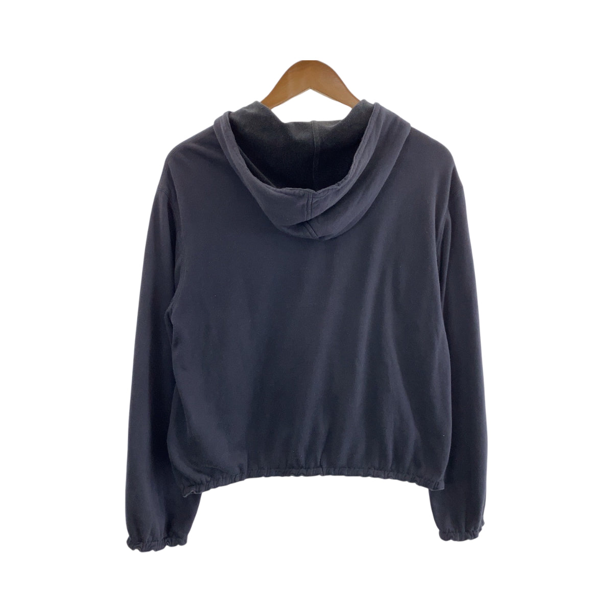 HERMES Hoodie Cotton, Silk Navy SilverMetal Zip-up Hoodie Unisex Women 38 Used