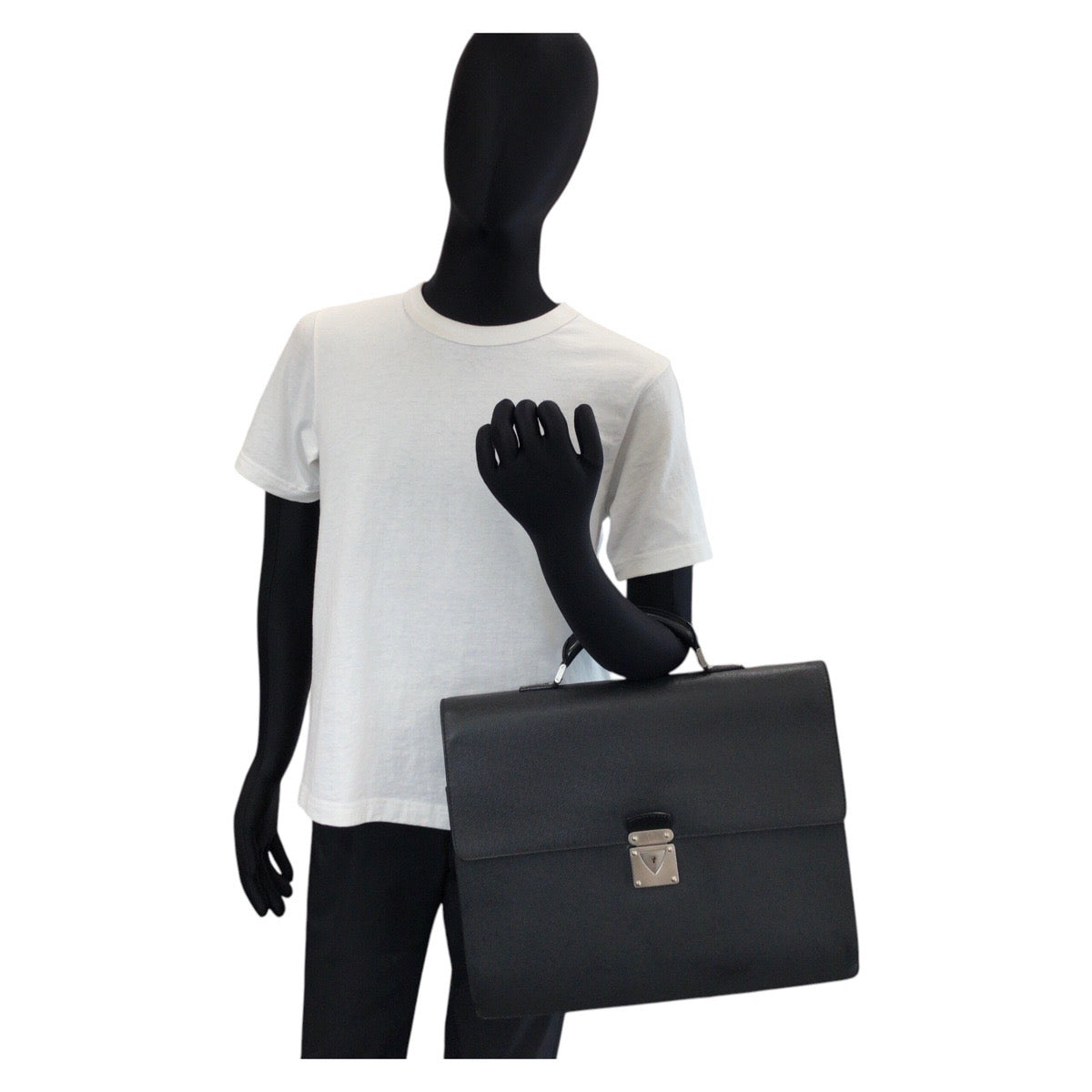 LOUIS VUITTON Business bag M31052 leather Ardoise Black SilverMetal Business bag briefcase Taiga Robusto 1 mens Used
