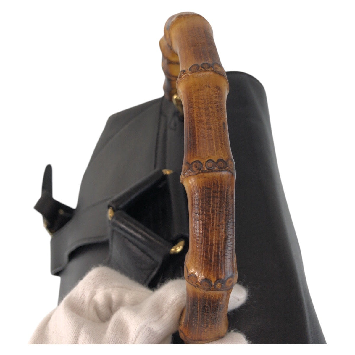 GUCCI Backpack 003 2058 0016 leather Black Gold Metal Backpack Backpack Bamboo Women Used