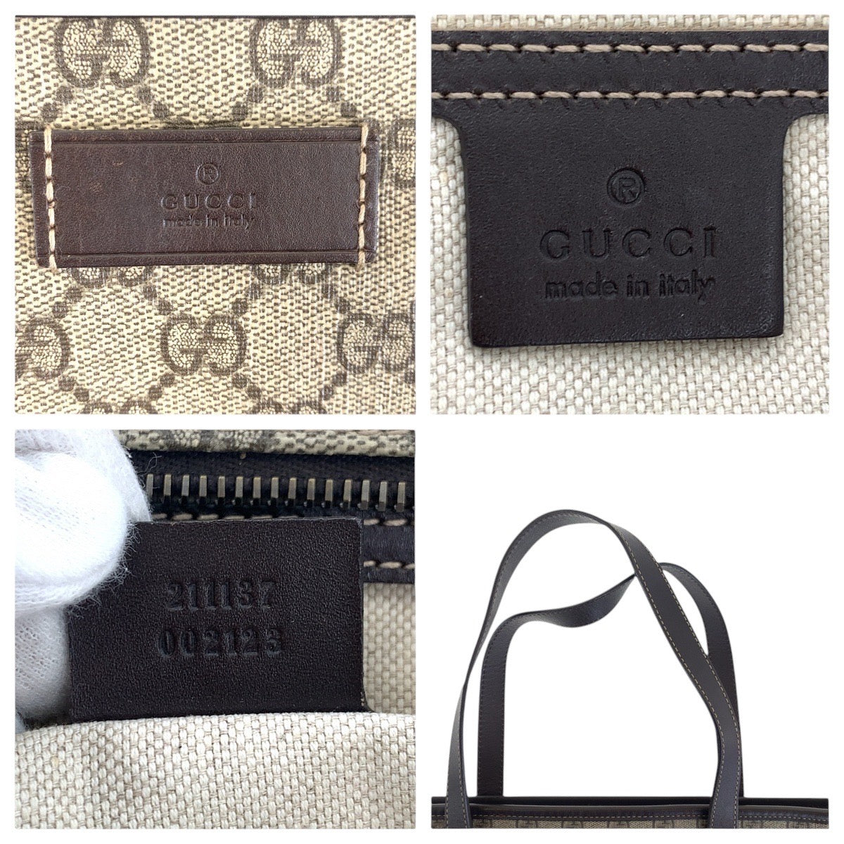 GUCCI Tote Bag 211137 GG Supreme canvas, leather beige Tote Bag Shoulder Bag Women Used