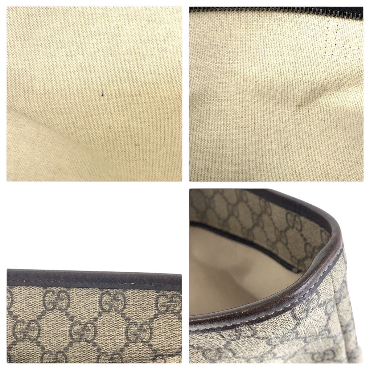 GUCCI Tote Bag 211137 GG Supreme canvas, leather beige Tote Bag Shoulder Bag Women Used