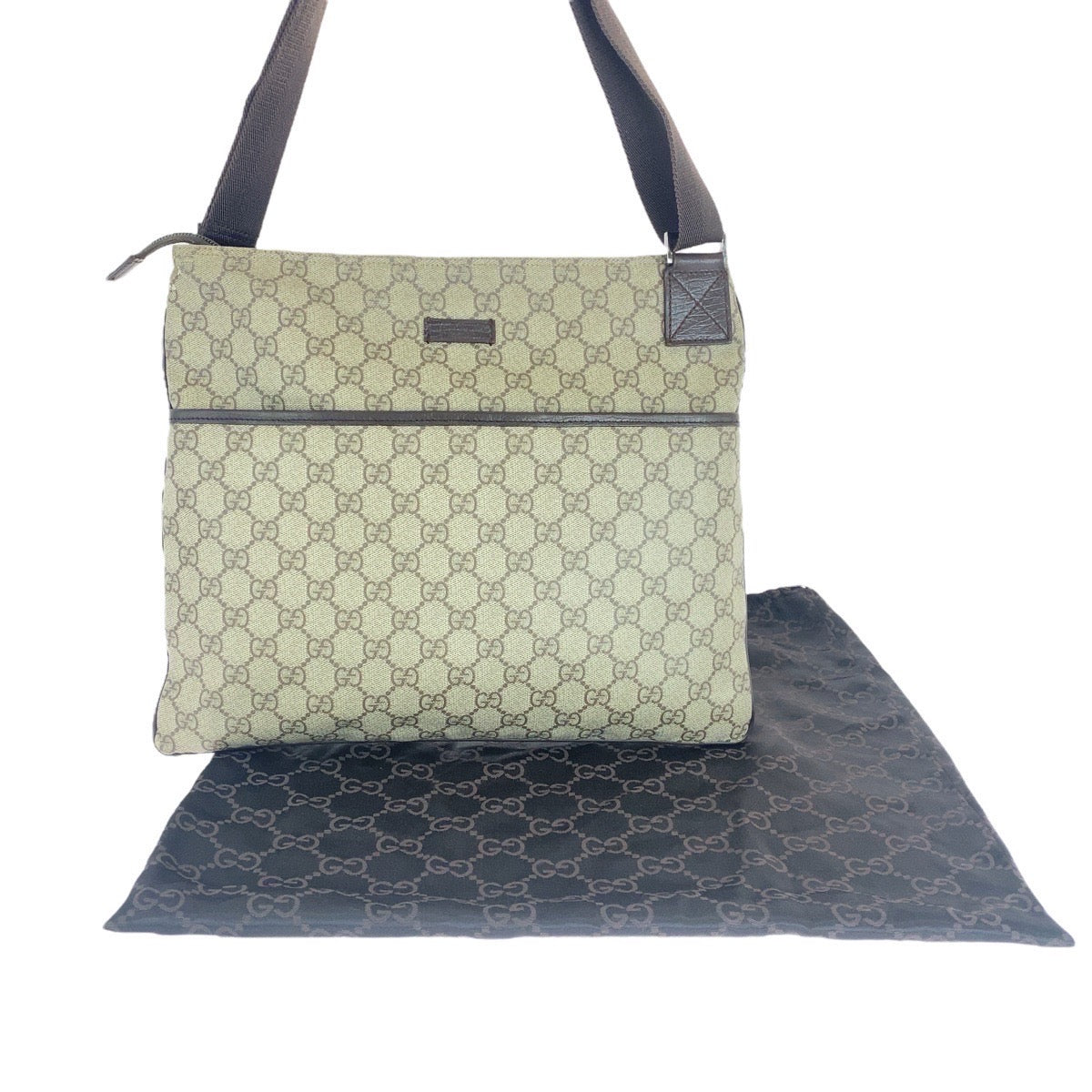 GUCCI Shoulder Bag 141198 GG Supreme canvas, leather Gray Brown SilverMetal Shoulder Bag pochette Women Used