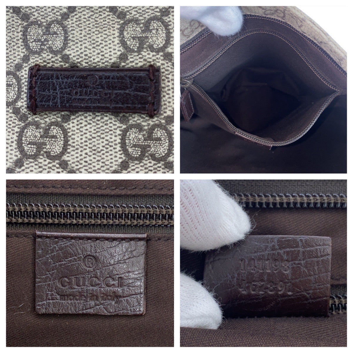 GUCCI Shoulder Bag 141198 GG Supreme canvas, leather Gray Brown SilverMetal Shoulder Bag pochette Women Used