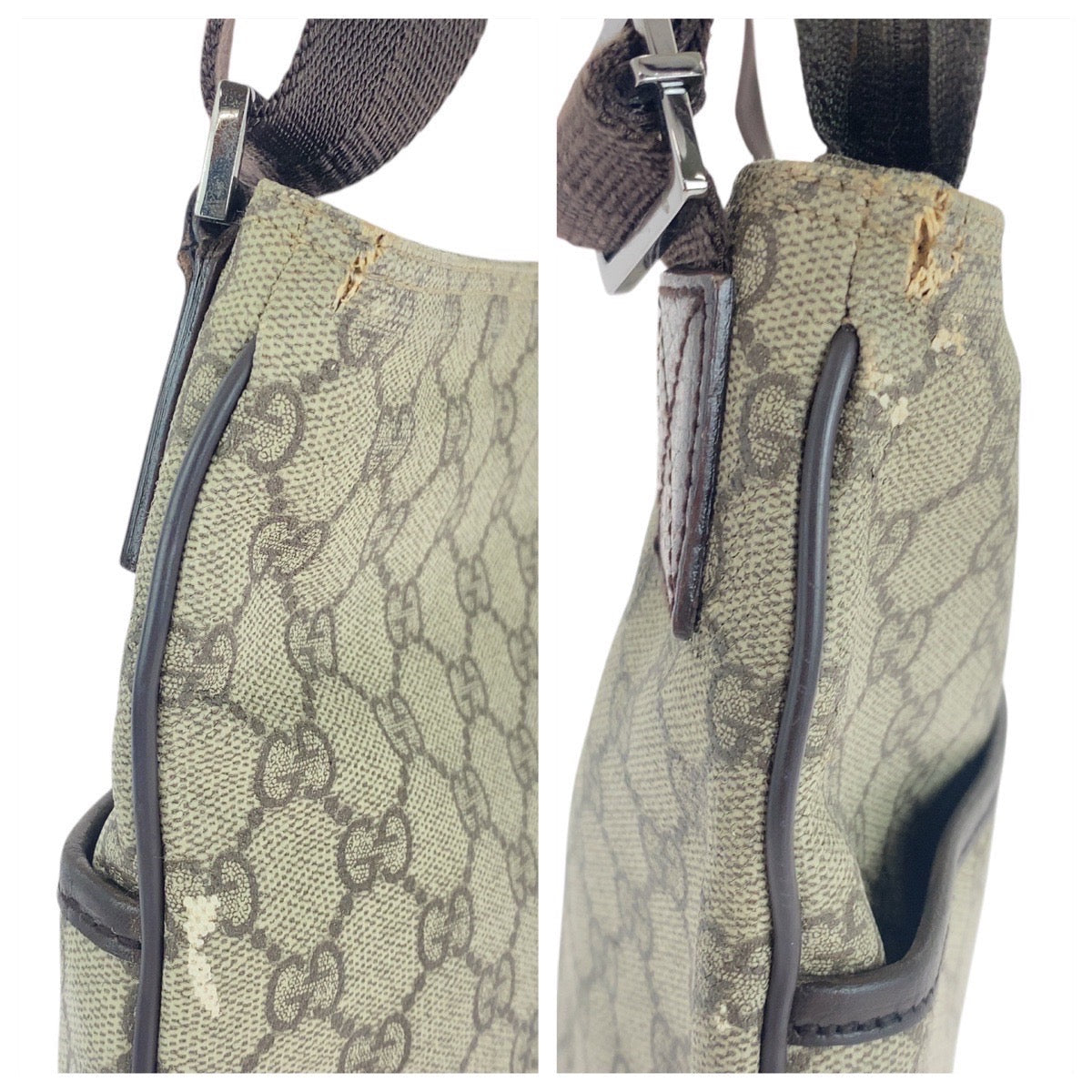 GUCCI Shoulder Bag 141198 GG Supreme canvas, leather Gray Brown SilverMetal Shoulder Bag pochette Women Used