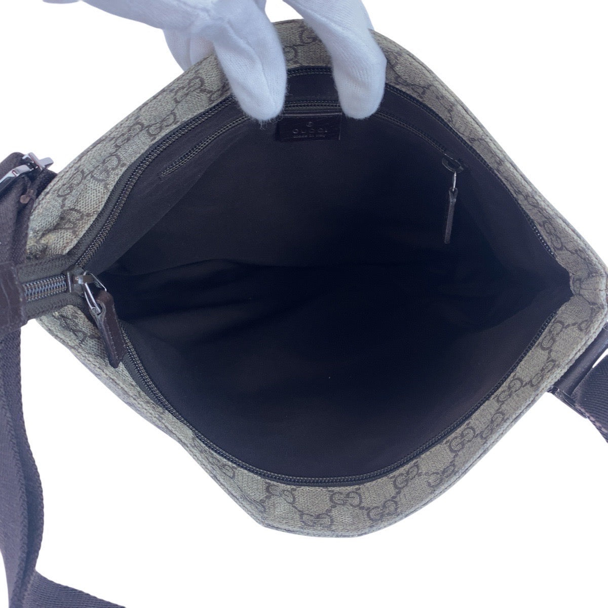 GUCCI Shoulder Bag 141198 GG Supreme canvas, leather Gray Brown SilverMetal Shoulder Bag pochette Women Used