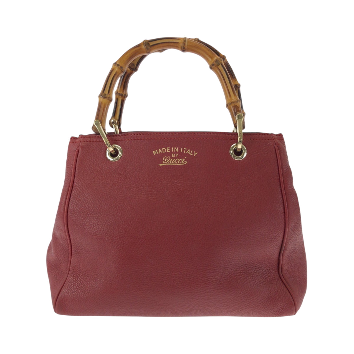 GUCCI Handbag 336032 leather Red brown Handbag Tote Bag Bamboo Women Used