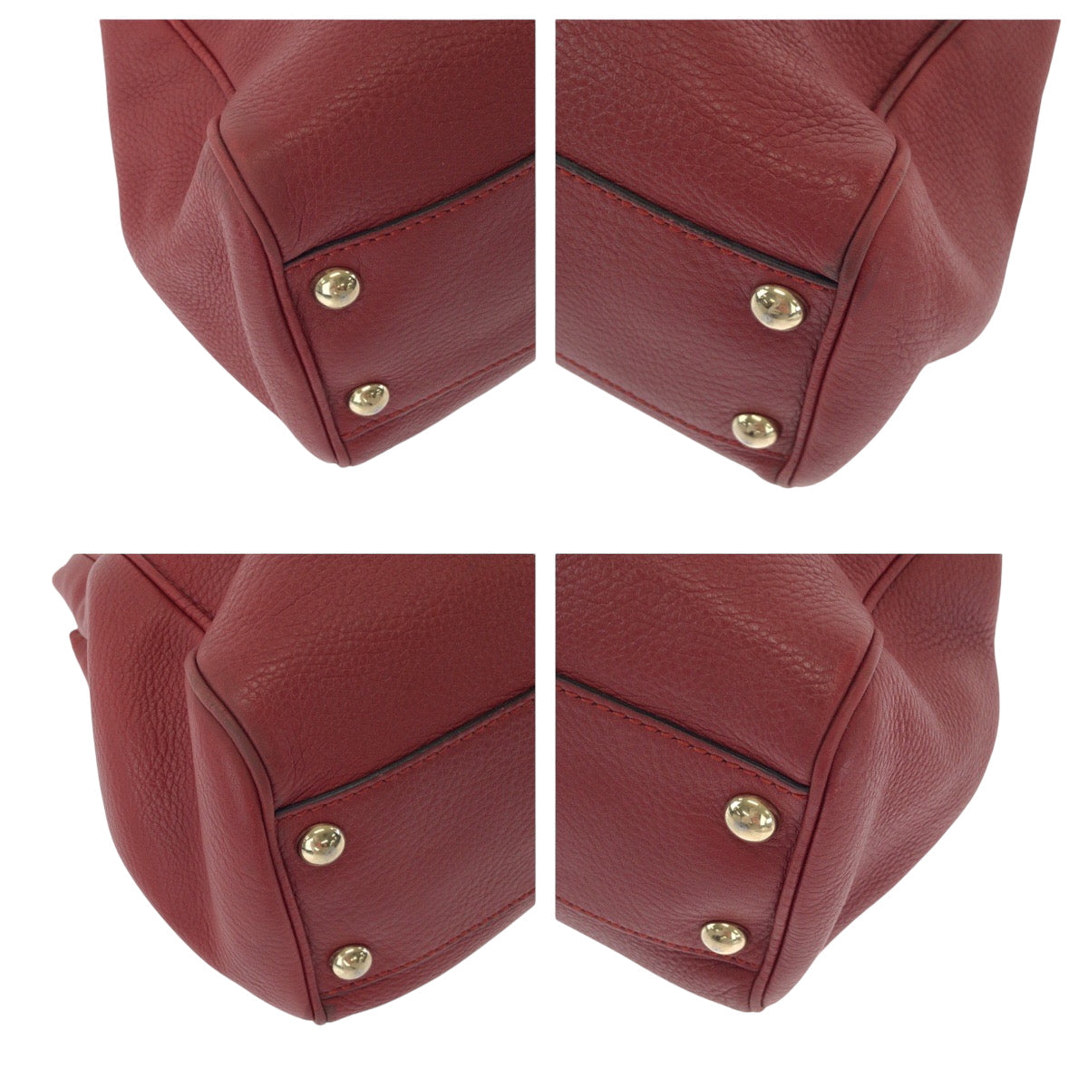 GUCCI Handbag 336032 leather Red brown Handbag Tote Bag Bamboo Women Used