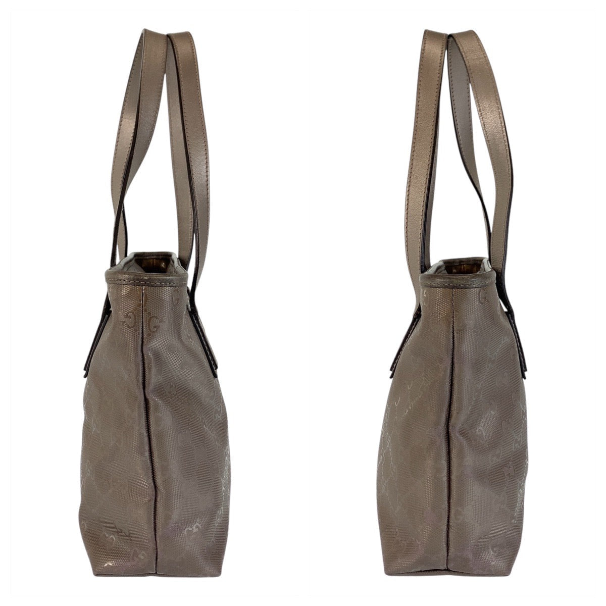 GUCCI Tote Bag 211138 PVC coated canvas, leather Bronze Metallic Brown Tote Bag Shoulder Bag GG implementation Women Used