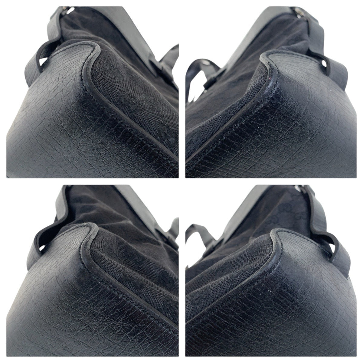 GUCCI Tote Bag 106251 GG canvas, leather Black SilverMetal Tote Bag handbag mens Used