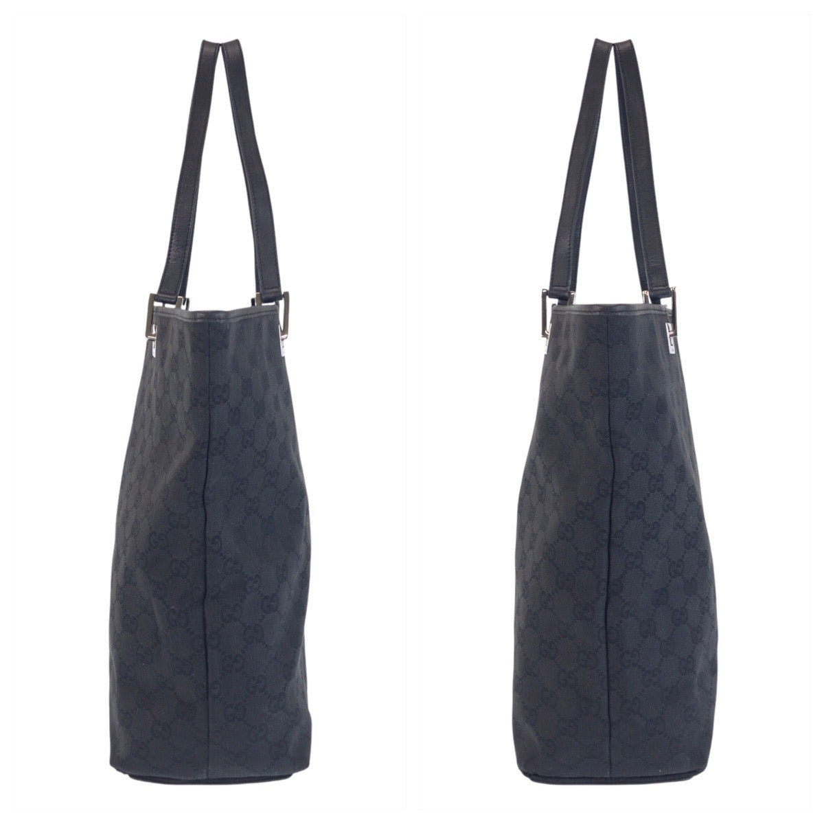 GUCCI Tote Bag 31243 GG canvas, leather Black black Tote Bag Shoulder Bag Women Used