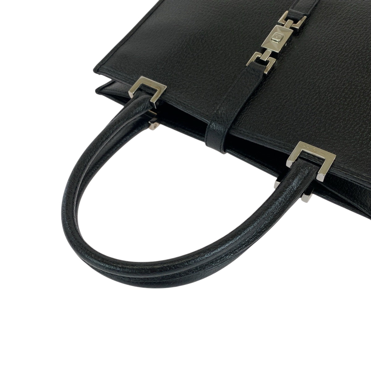 GUCCI Tote Bag 002 1065 leather Black SilverMetal Tote Bag handbag Jackie Women Used