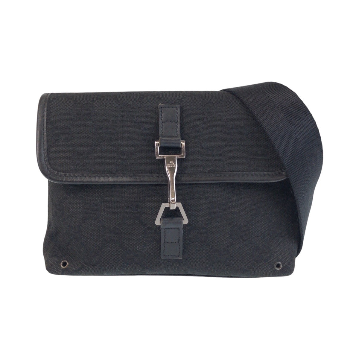 GUCCI Sling bag 92543 GG canvas Black SilverMetal Sling bag Bum bag Women Used