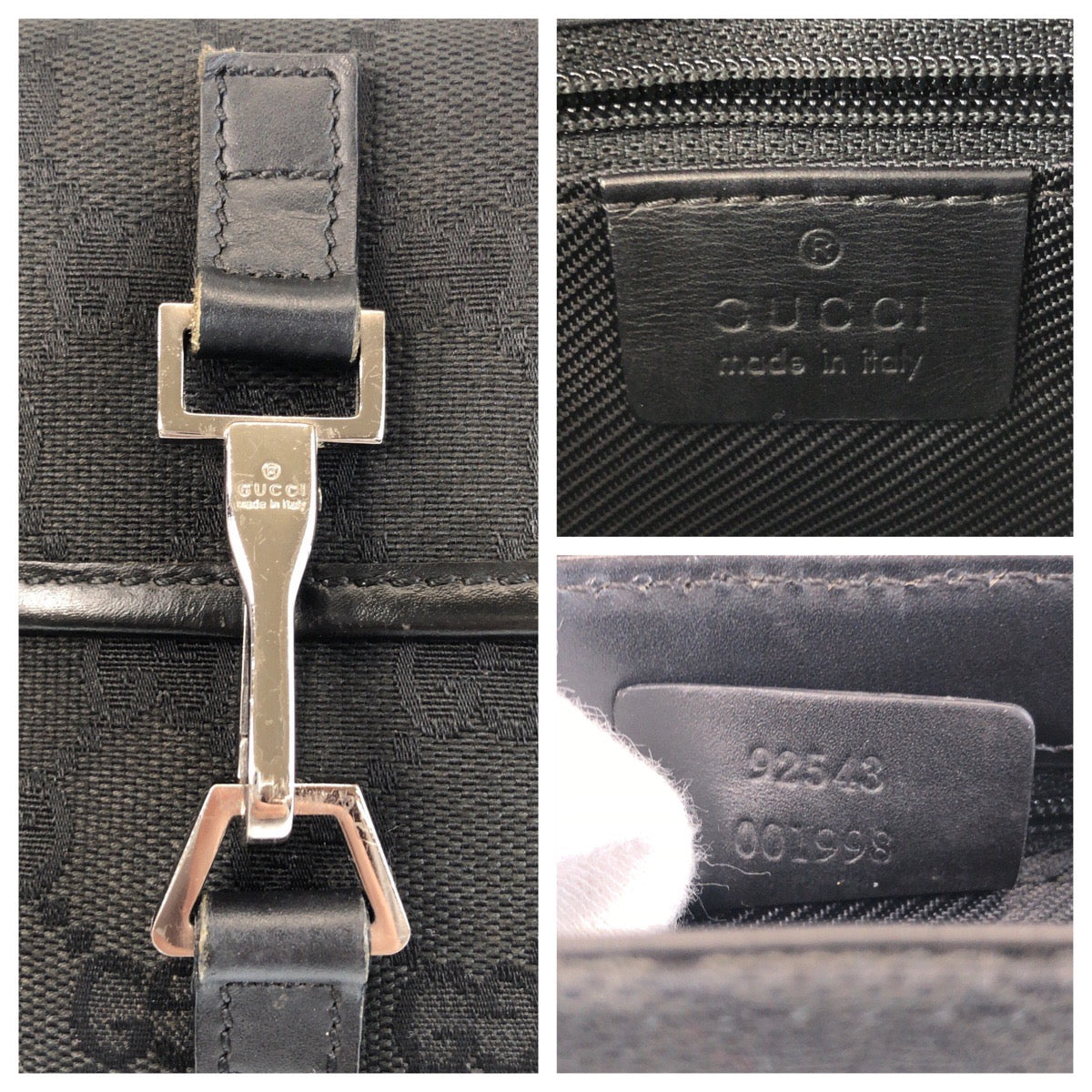 GUCCI Sling bag 92543 GG canvas Black SilverMetal Sling bag Bum bag Women Used