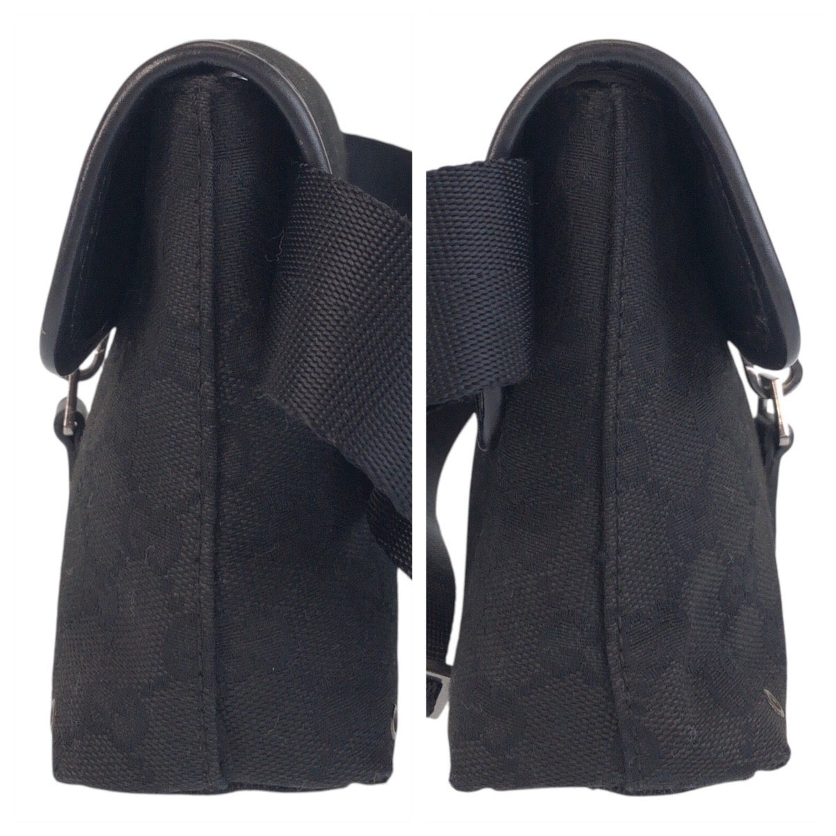 GUCCI Sling bag 92543 GG canvas Black SilverMetal Sling bag Bum bag Women Used