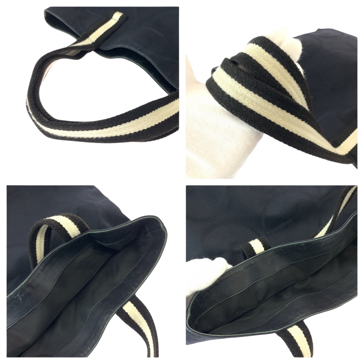 GUCCI Tote Bag 123439 canvas black black white Tote Bag Shoulder Bag G logo Women Used