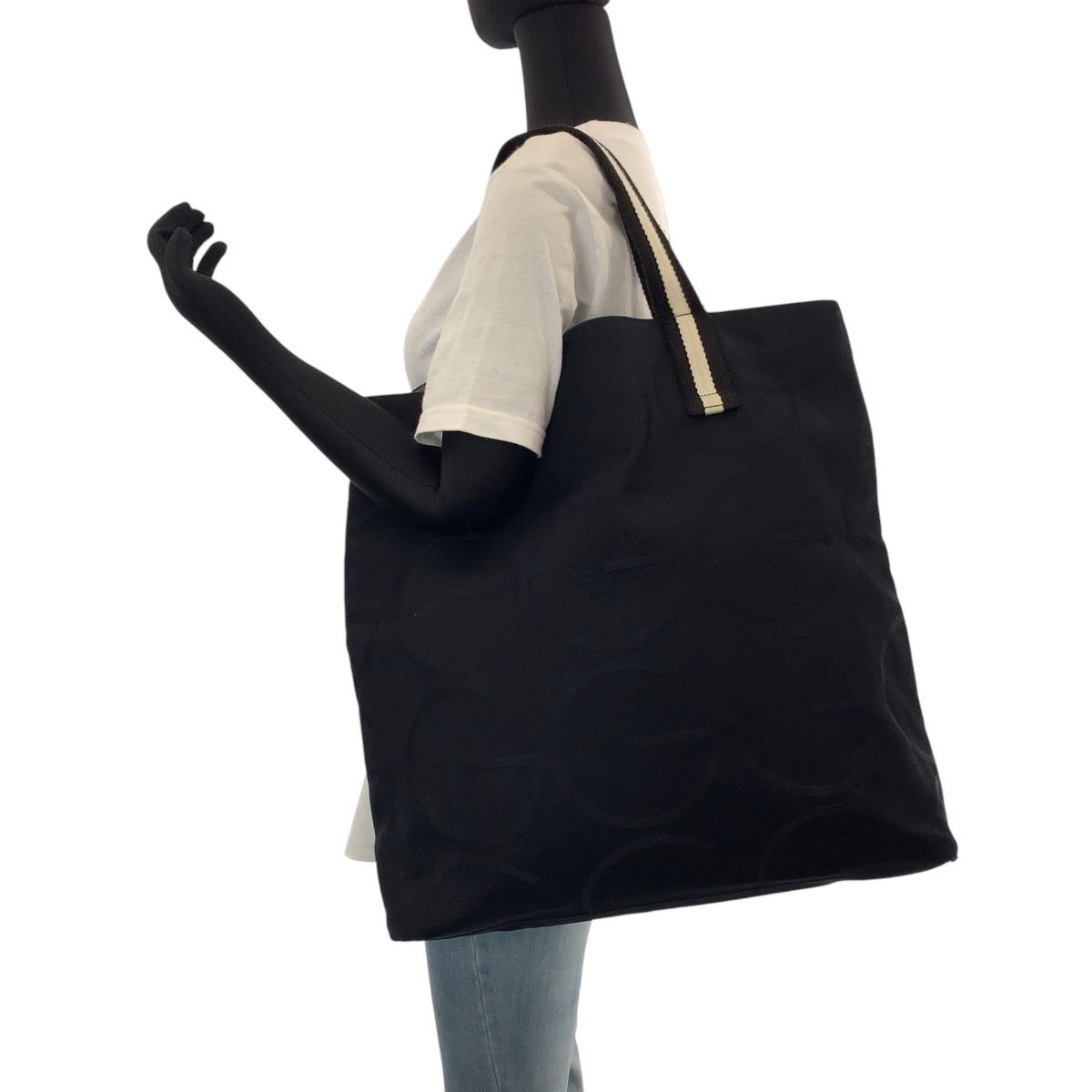 GUCCI Tote Bag 123439 canvas black black white Tote Bag Shoulder Bag G logo Women Used