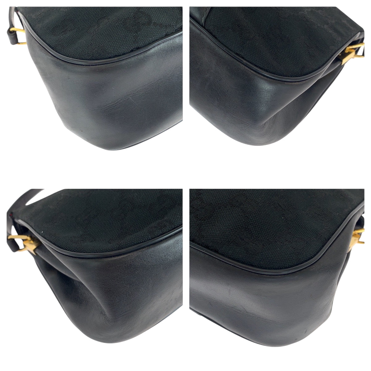 GUCCI Shoulder Bag 10 02 024 GG canvas, leather Black GoldMetal Shoulder Bag pochette Old Gucci Shelly Line Women Used