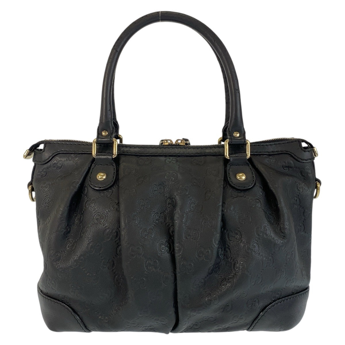GUCCI Handbag 247902 leather Black GoldMetal Handbag Shoulder Bag 2way Guccisima Sukey Women Used