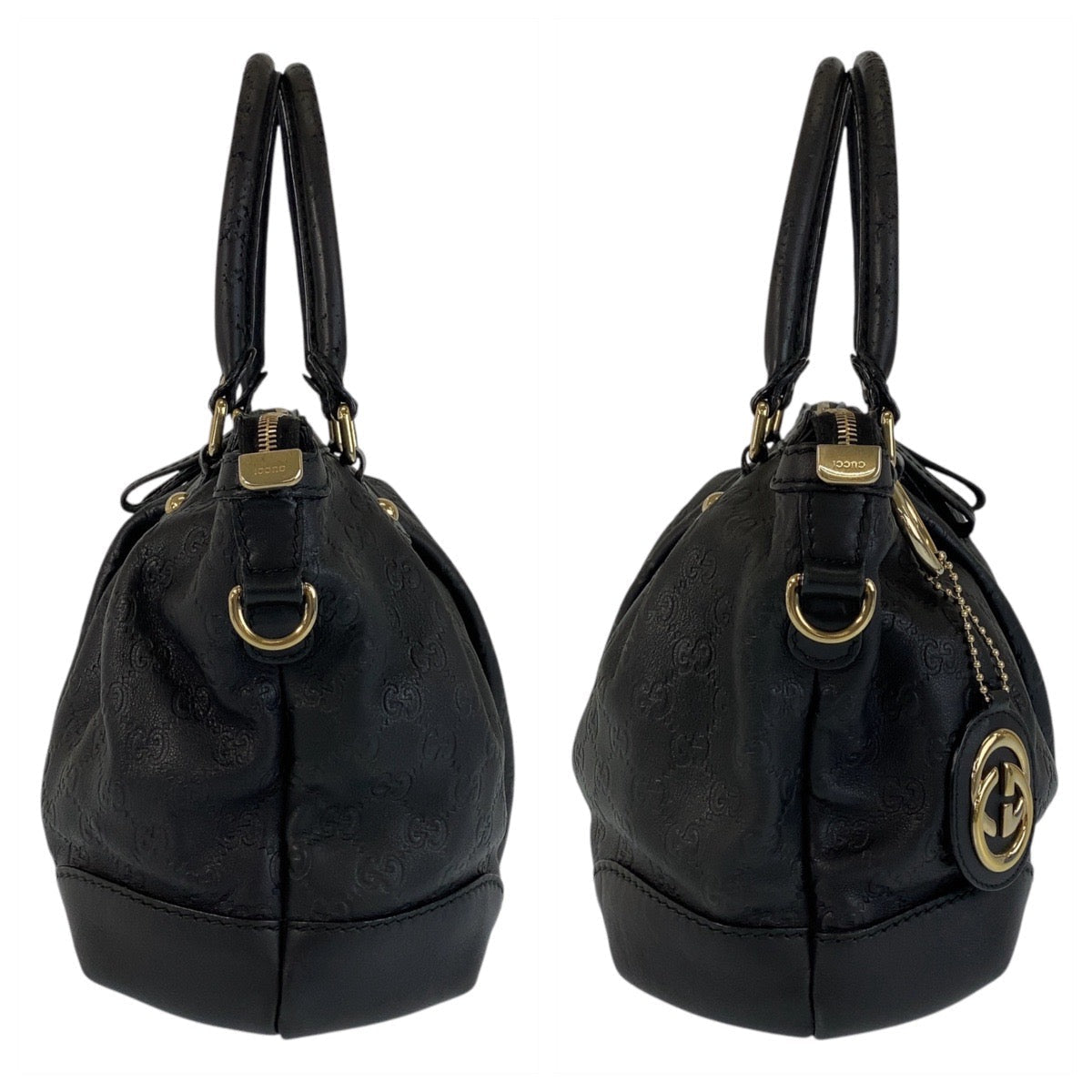 GUCCI Handbag 247902 leather Black GoldMetal Handbag Shoulder Bag 2way Guccisima Sukey Women Used