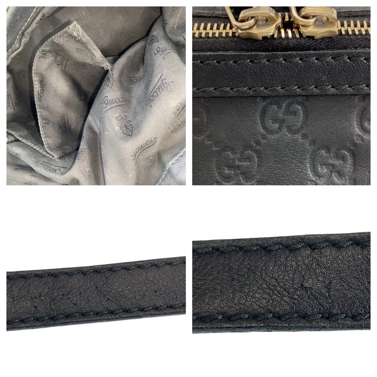 GUCCI Handbag 247902 leather Black GoldMetal Handbag Shoulder Bag 2way Guccisima Sukey Women Used
