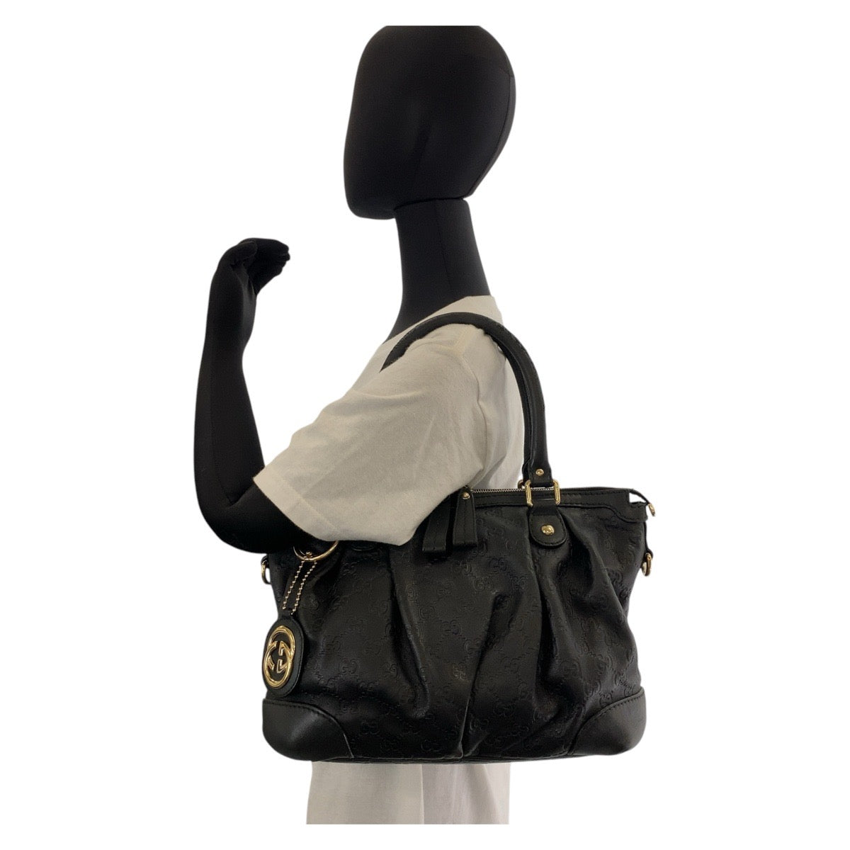 GUCCI Handbag 247902 leather Black GoldMetal Handbag Shoulder Bag 2way Guccisima Sukey Women Used