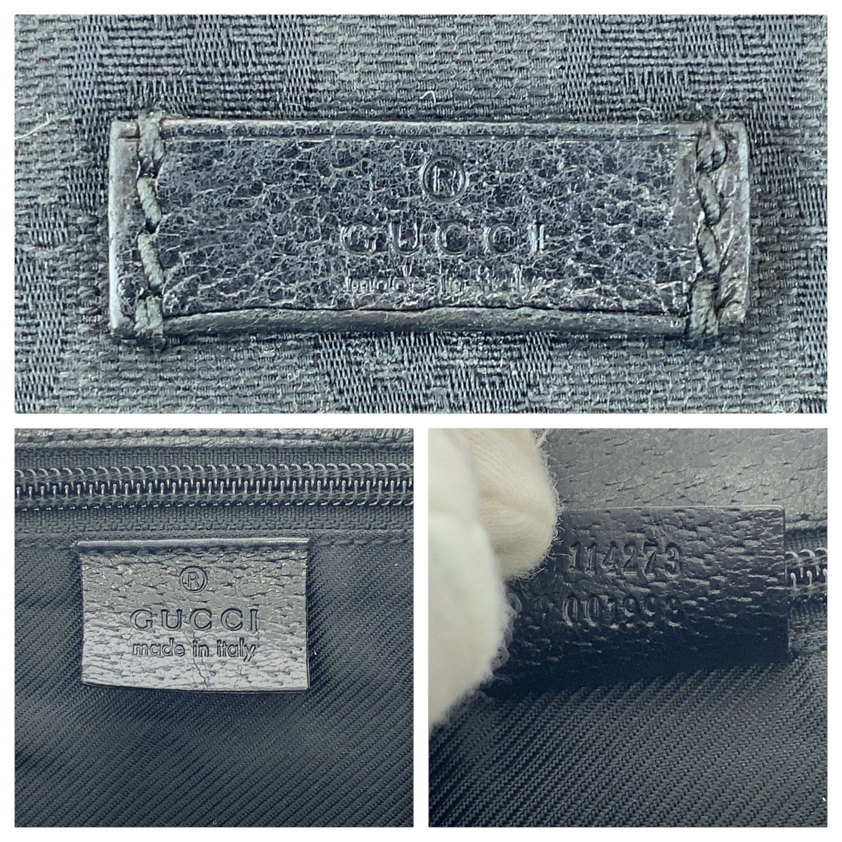 GUCCI Shoulder Bag 114273 GG canvas, leather Black black Shoulder Bag Messenger bag Women Used
