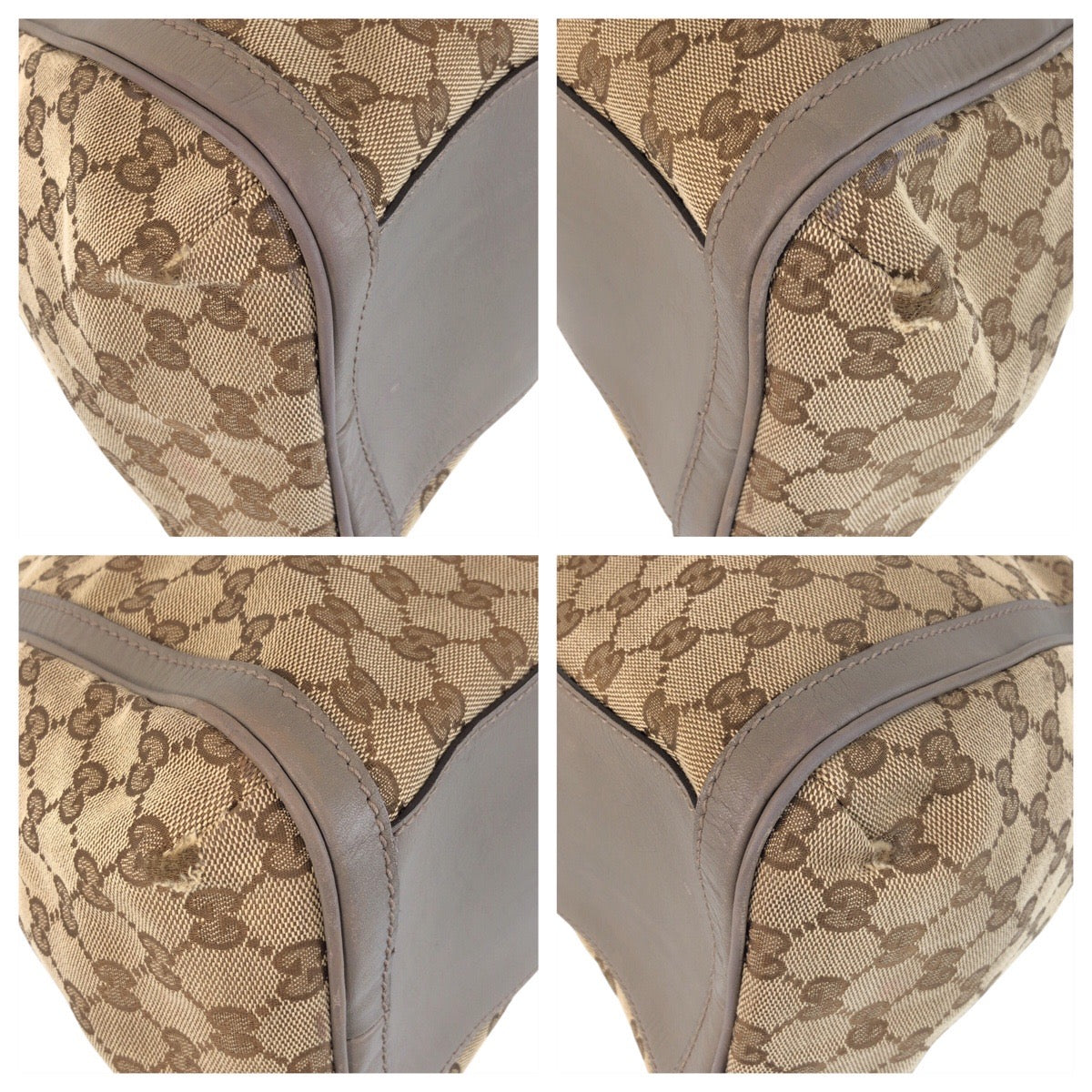 GUCCI Shoulder Bag 282297 GG canvas, leather Beige Gray Gold Metal scarlet Women Used