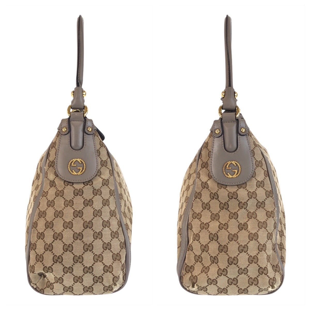 GUCCI Shoulder Bag 282297 GG canvas, leather Beige Gray Gold Metal scarlet Women Used