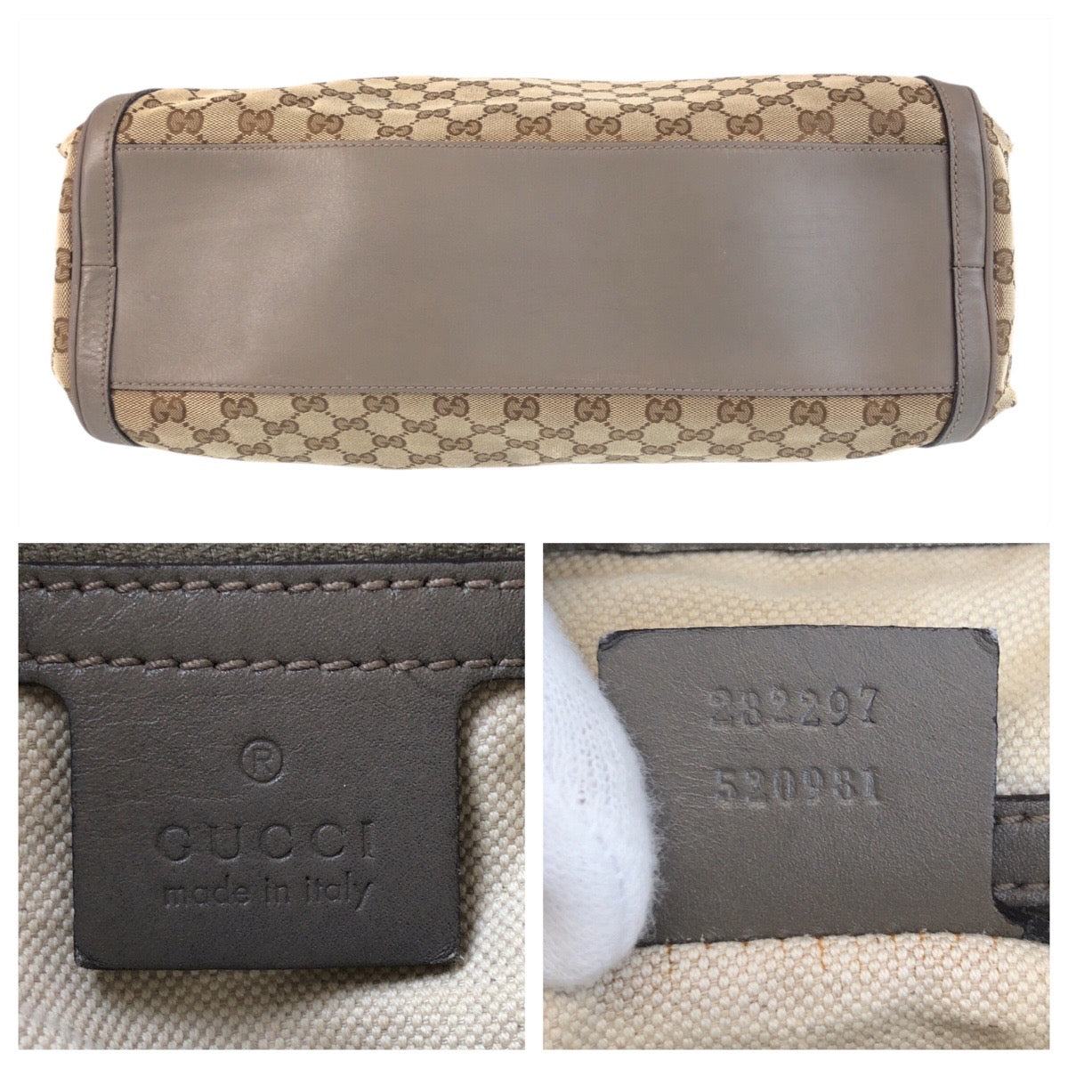 GUCCI Shoulder Bag 282297 GG canvas, leather Beige Gray Gold Metal scarlet Women Used