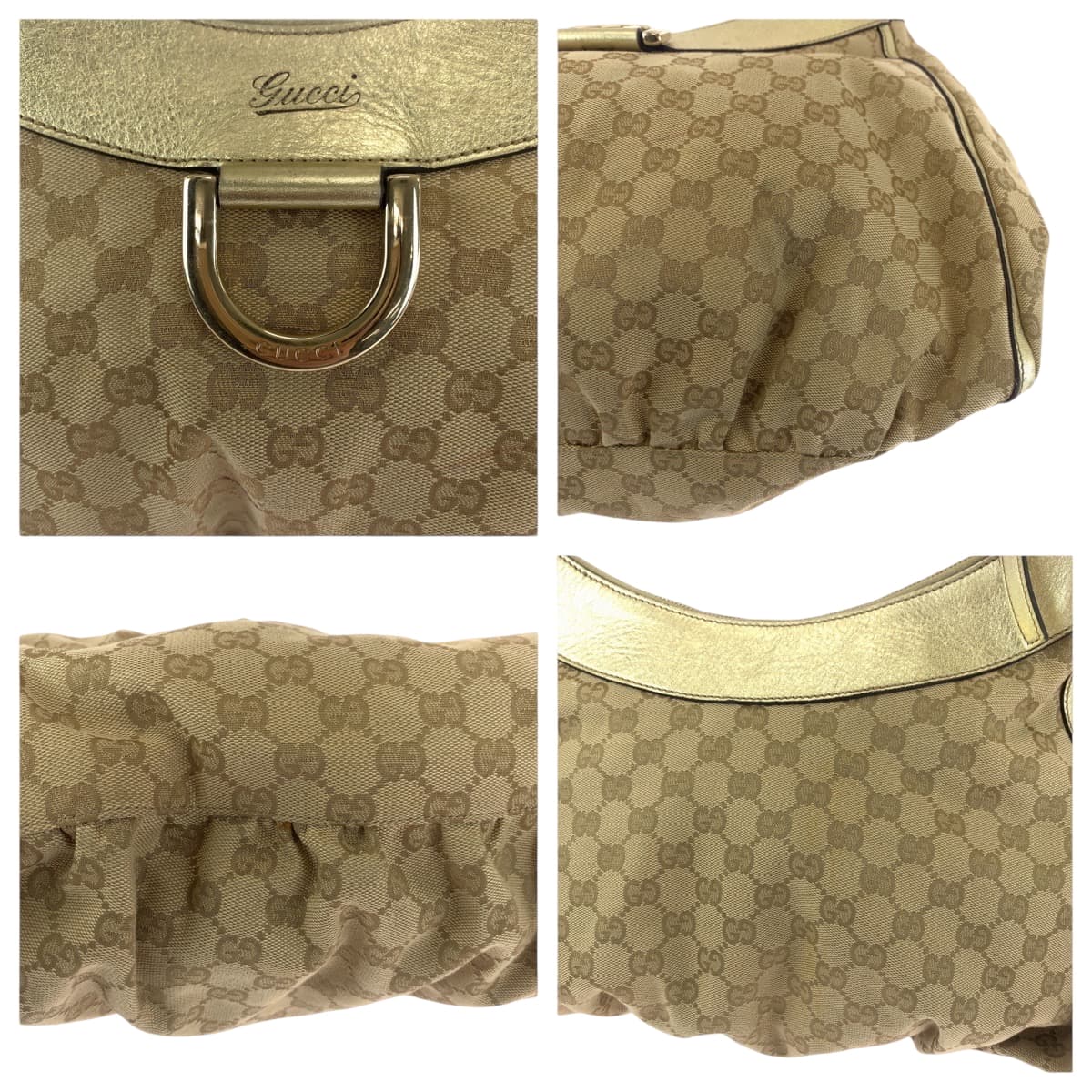 GUCCI Shoulder Bag 189833 GG canvas Beige Gold GoldMetal Hobo One Shoulder Bag Abbey Women Used
