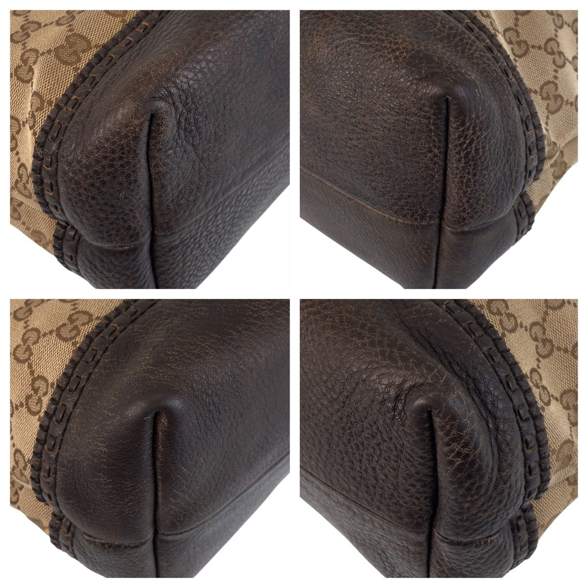 GUCCI Tote Bag 353125 GG canvas, leather Beige Brown Gold Metal Tote Bag Shoulder Bag Bamboo Women Used