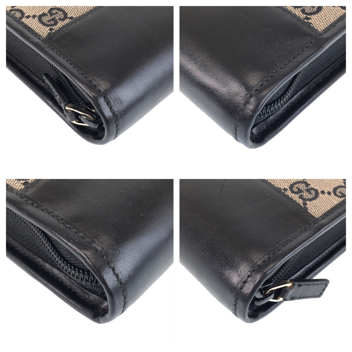 GUCCI Business bag 019 0434 GG canvas, leather beige black black Business bag paper case Women Used