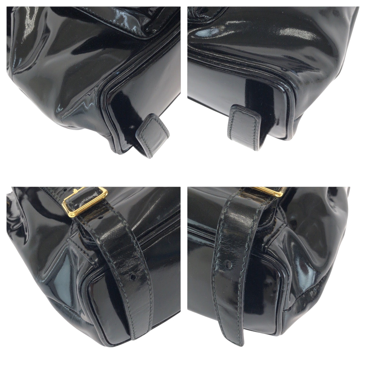GUCCI Backpack 003 2850 0030 Patent leather Black GoldMetal Backpack Backpack Bamboo Women Used