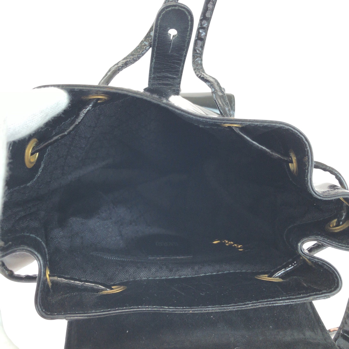 GUCCI Backpack 003 2850 0030 Patent leather Black GoldMetal Backpack Backpack Bamboo Women Used