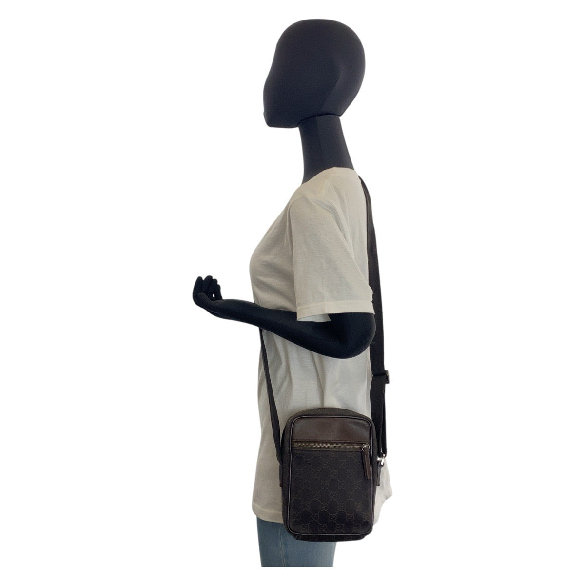 GUCCI Shoulder Bag 101680 GG canvas, leather Brown Silver Metal Shoulder Bag pochette Women Used