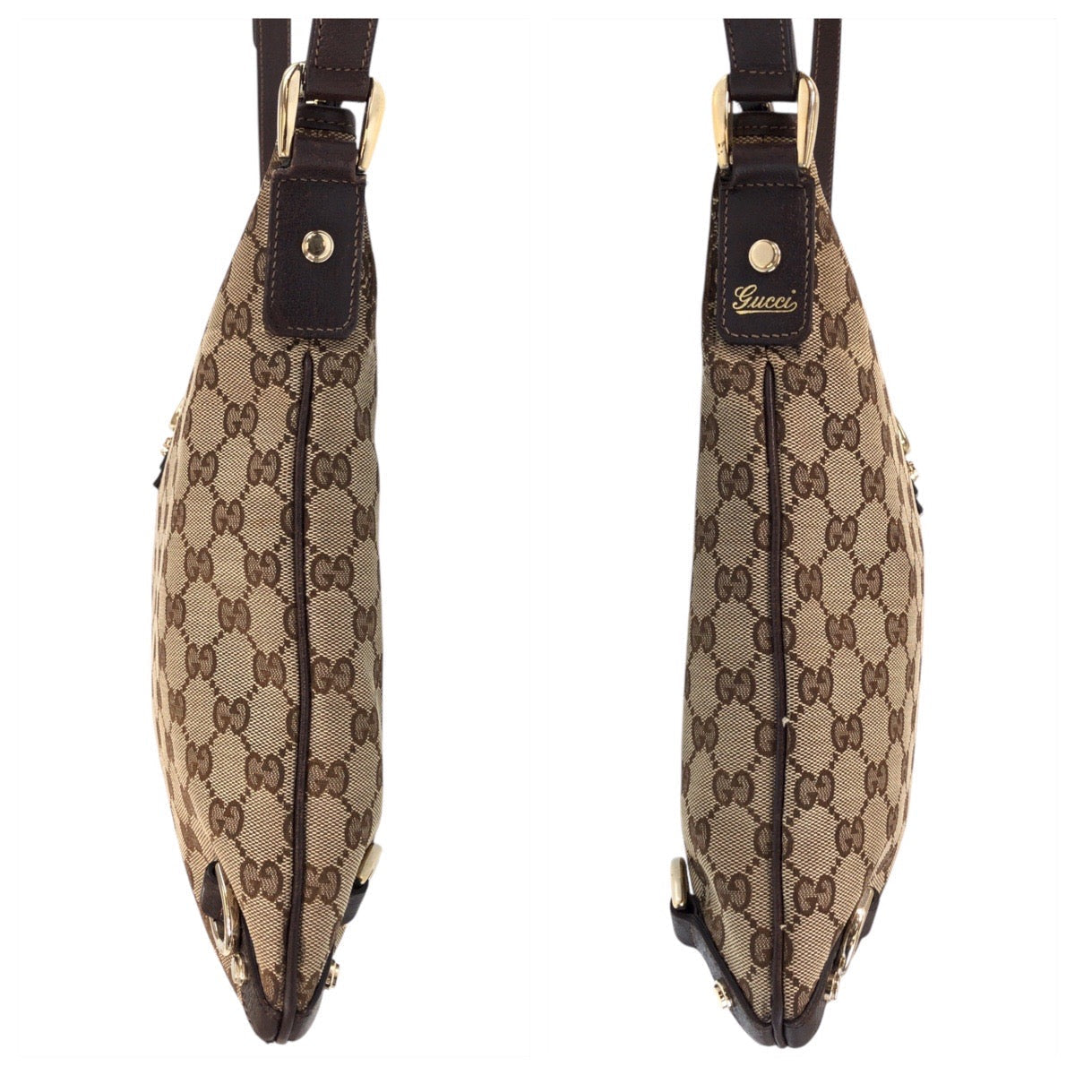 GUCCI Shoulder Bag 131326 GG canvas, leather Beige Brown Gold Metal Shoulder Bag Messenger bag Abbey Women Used