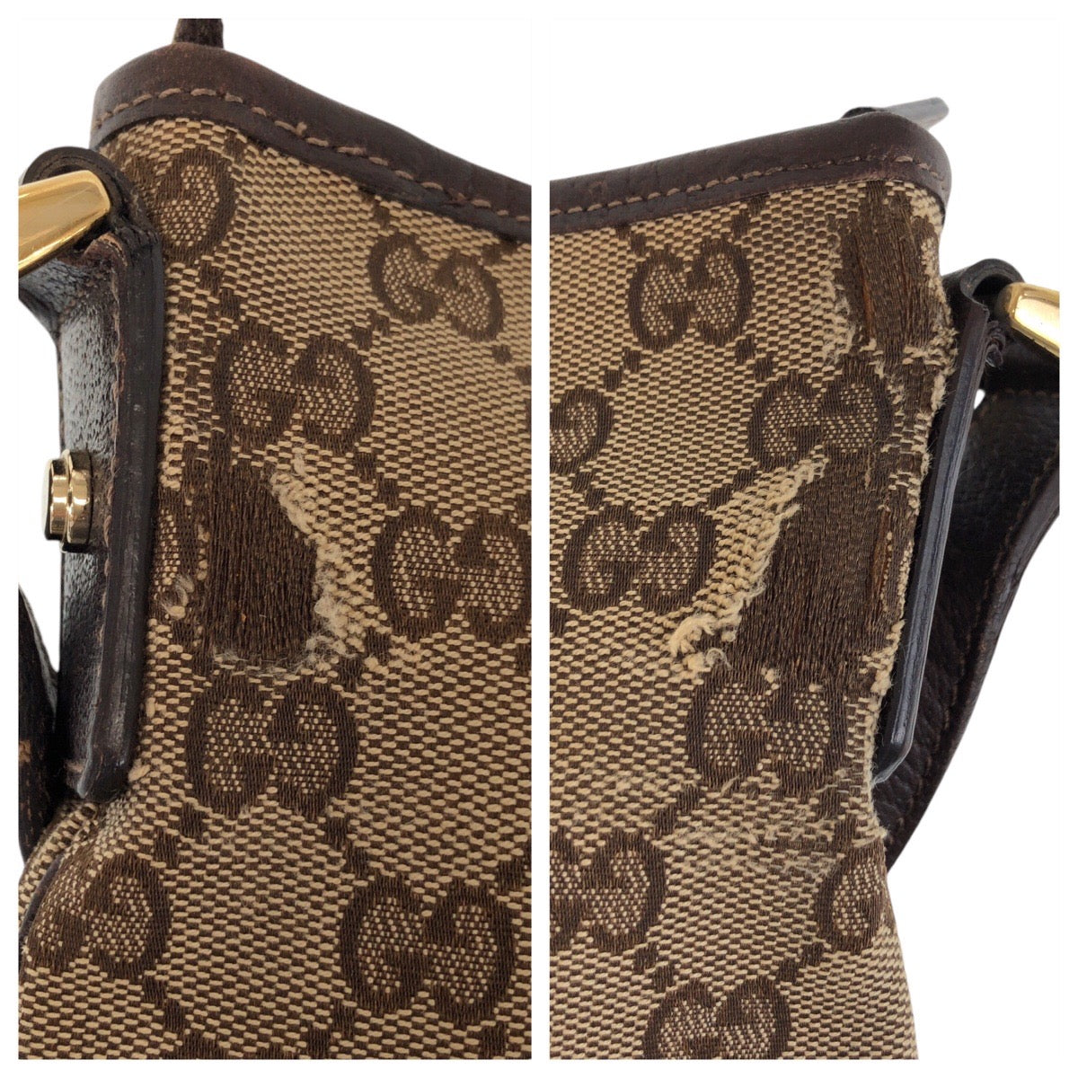 GUCCI Shoulder Bag 131326 GG canvas, leather Beige Brown Gold Metal Shoulder Bag Messenger bag Abbey Women Used