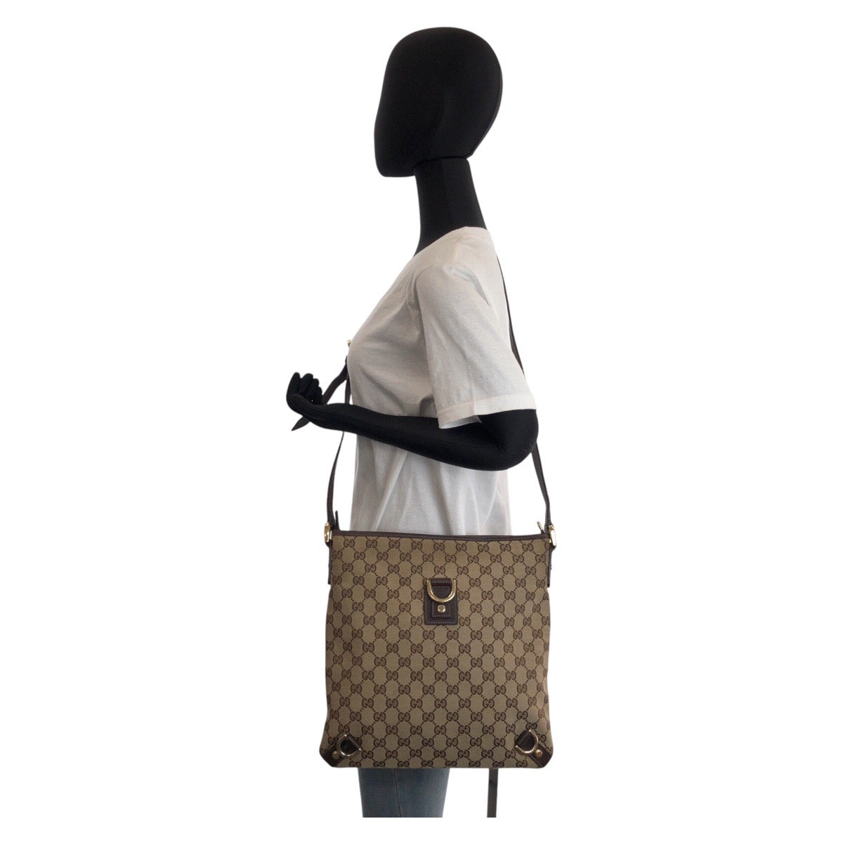 GUCCI Shoulder Bag 131326 GG canvas, leather Beige Brown Gold Metal Shoulder Bag Messenger bag Abbey Women Used