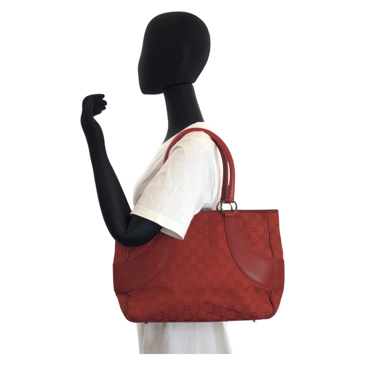 GUCCI Tote Bag 113011 GG canvas, leather Red Tote Bag Shoulder Bag Women Used