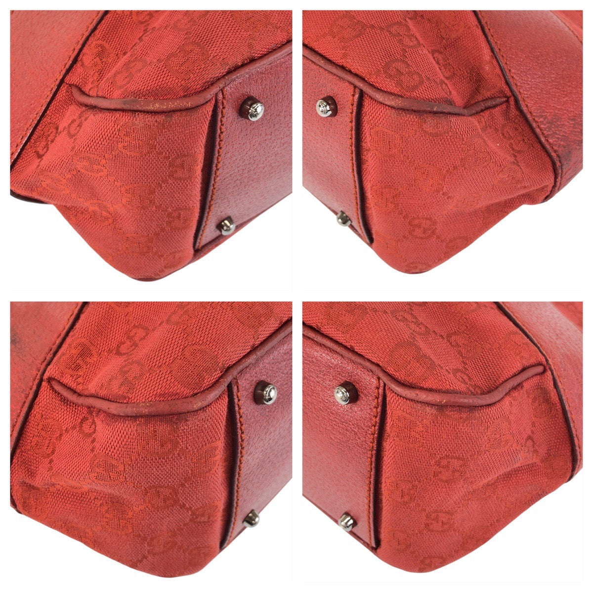 GUCCI Tote Bag 113011 GG canvas, leather Red Tote Bag Shoulder Bag Women Used