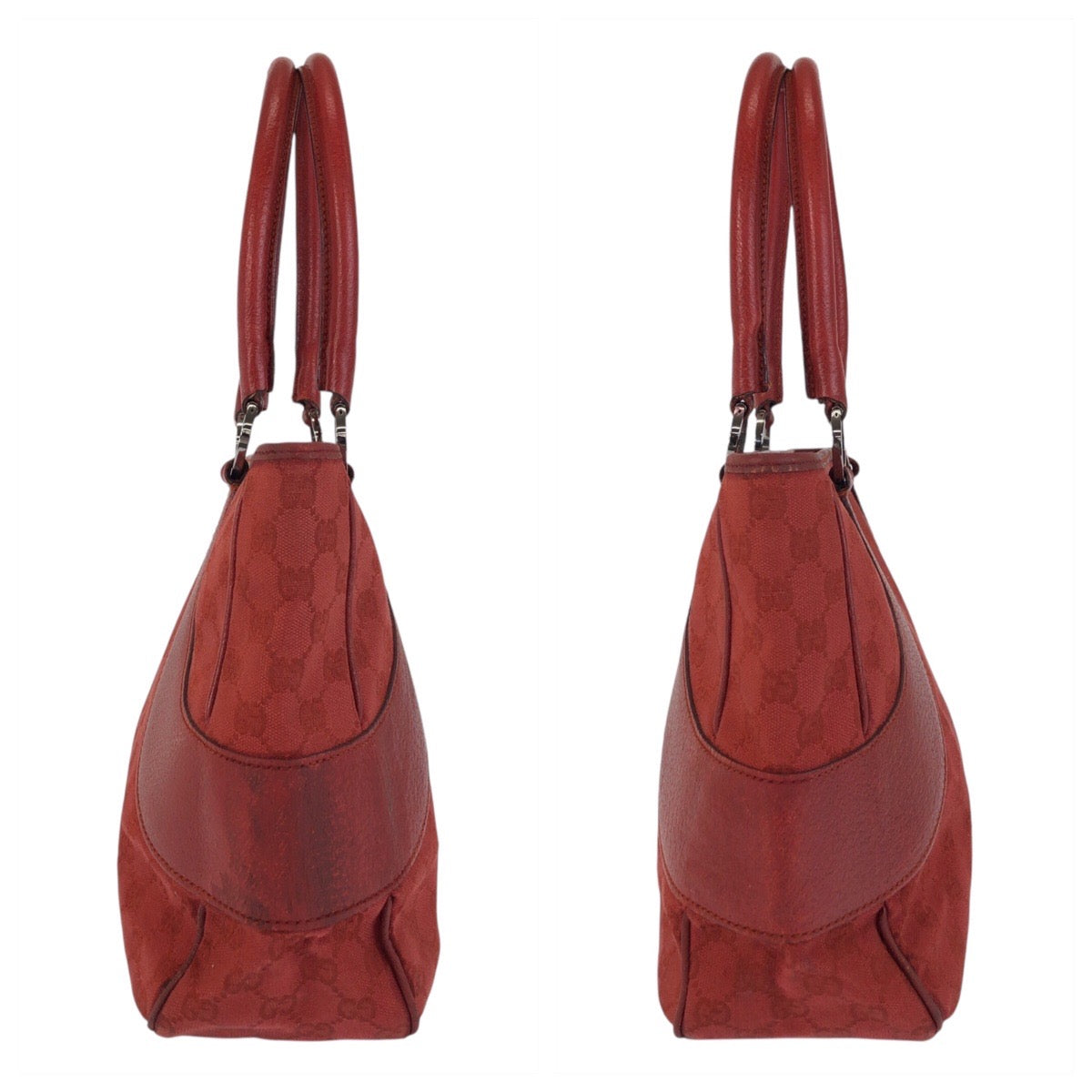 GUCCI Tote Bag 113011 GG canvas, leather Red Tote Bag Shoulder Bag Women Used