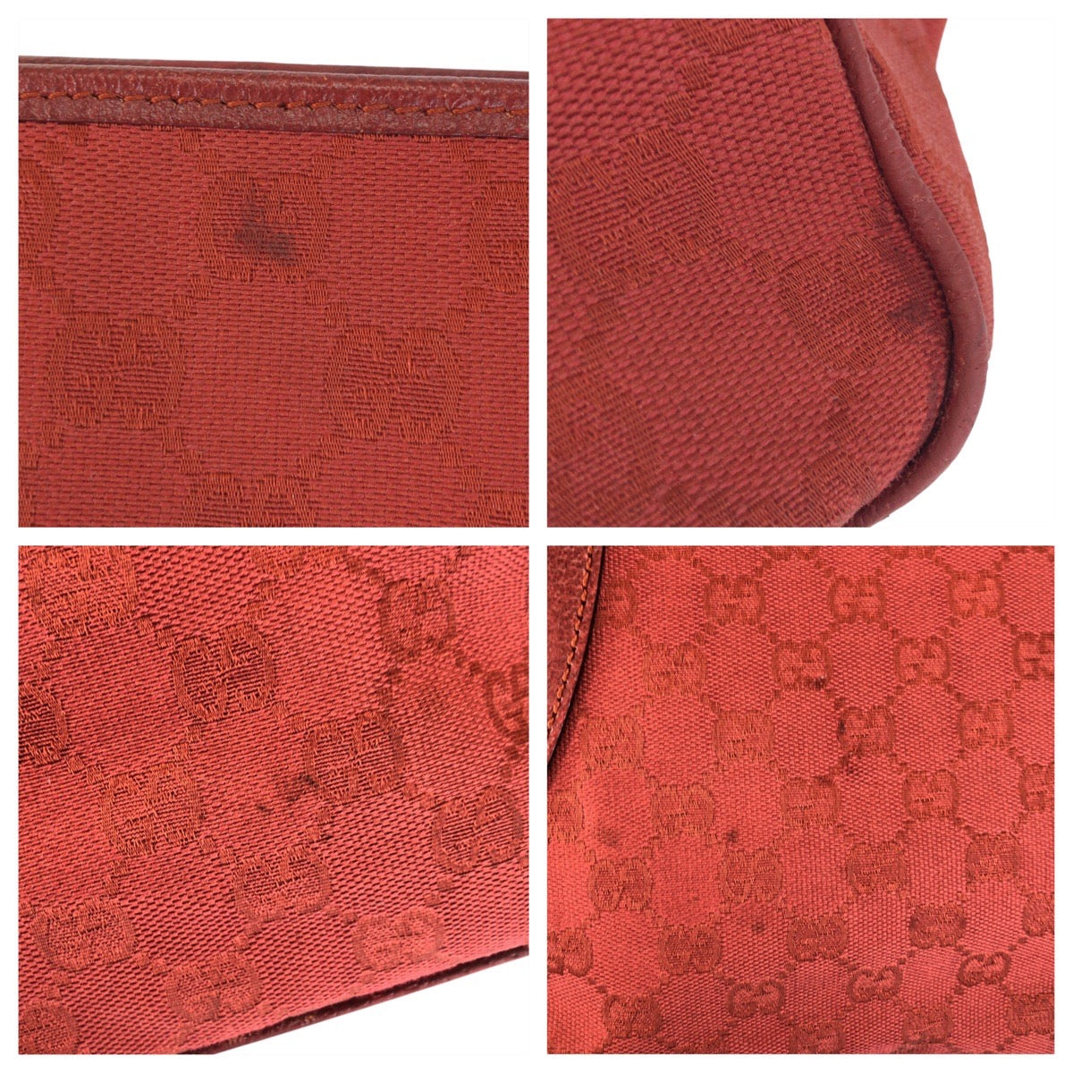 GUCCI Tote Bag 113011 GG canvas, leather Red Tote Bag Shoulder Bag Women Used