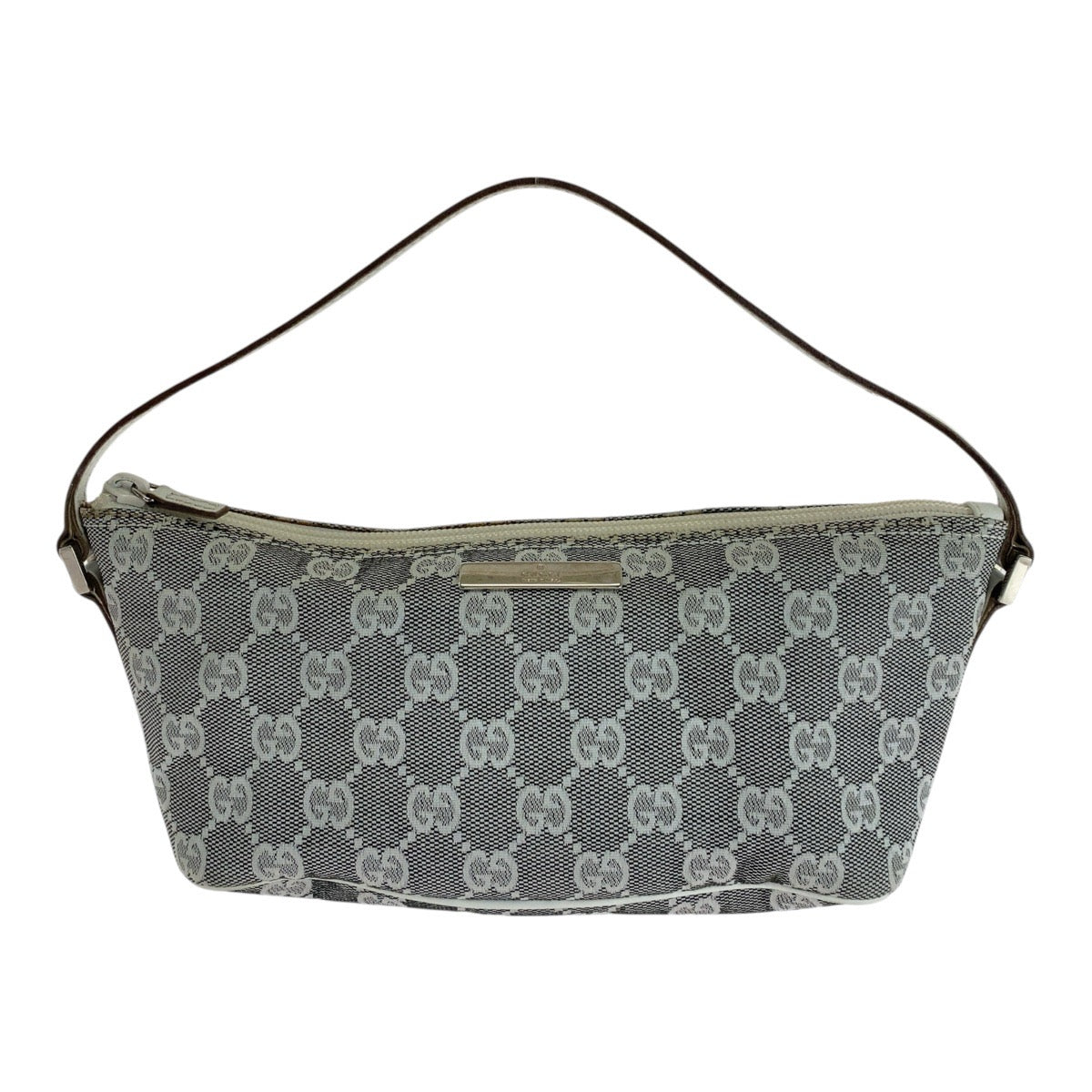 GUCCI Handbag 0391103 GG canvas, leather Grey White SilverMetal Handbag accessory pouch Women Used