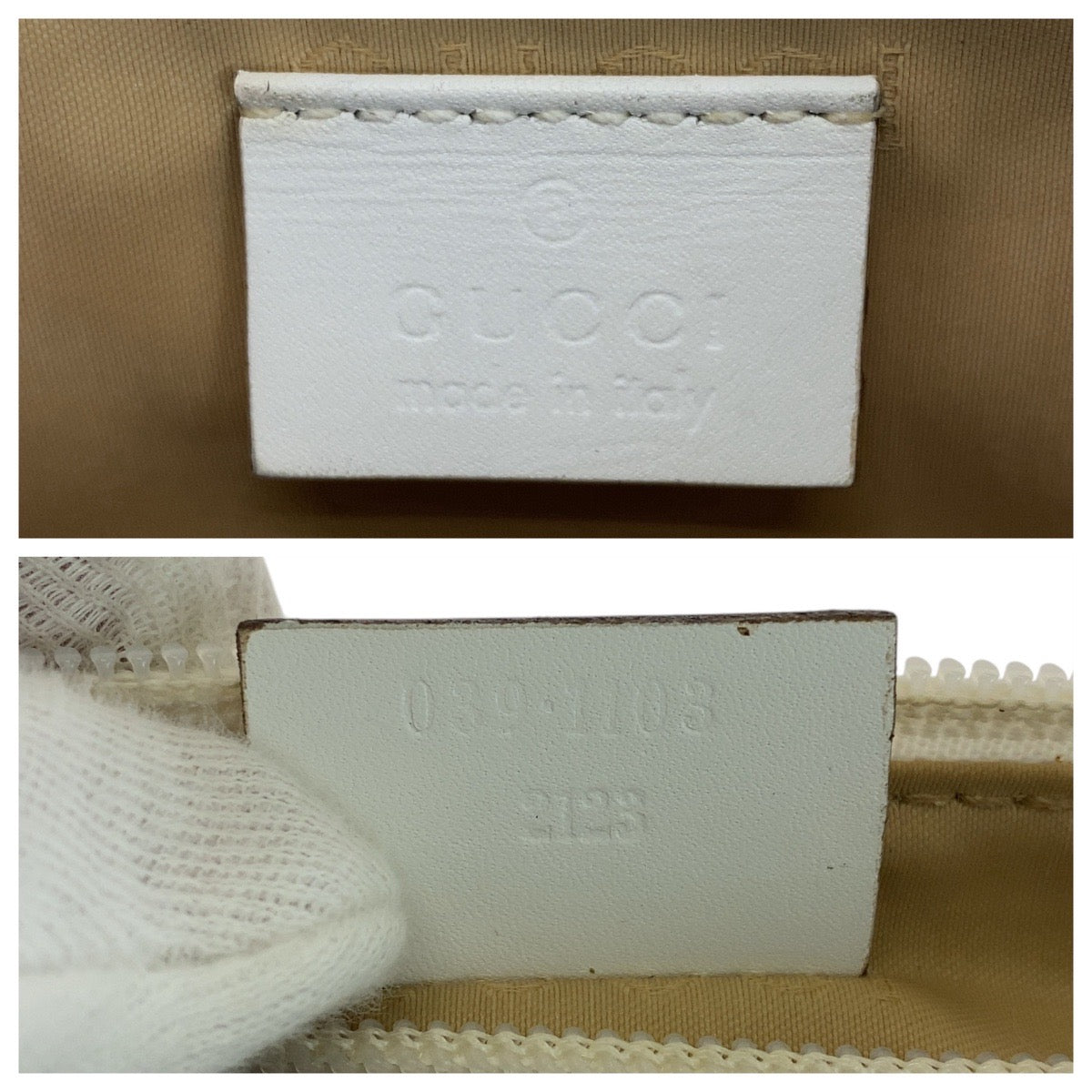 GUCCI Handbag 0391103 GG canvas, leather Grey White SilverMetal Handbag accessory pouch Women Used
