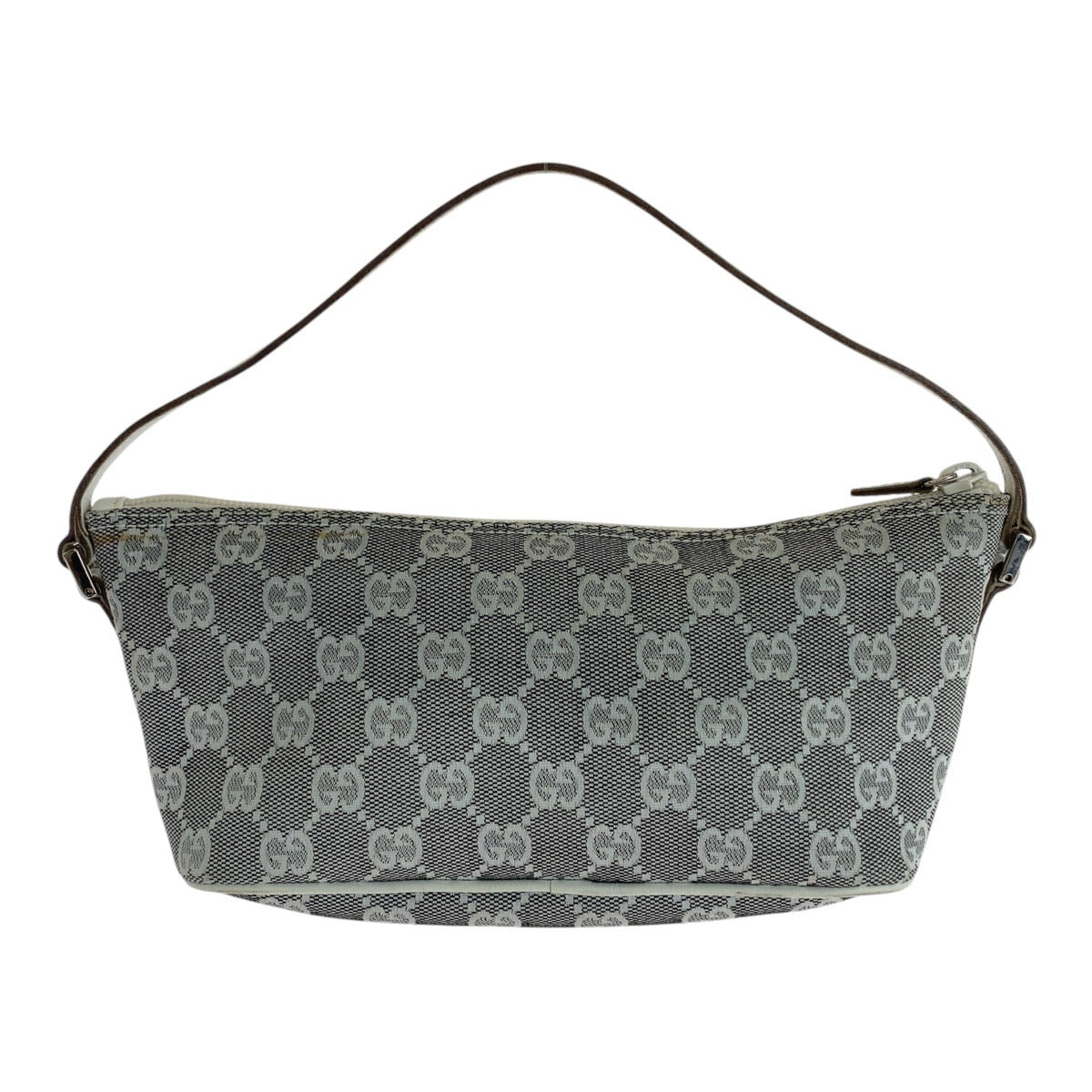 GUCCI Handbag 0391103 GG canvas, leather Grey White SilverMetal Handbag accessory pouch Women Used