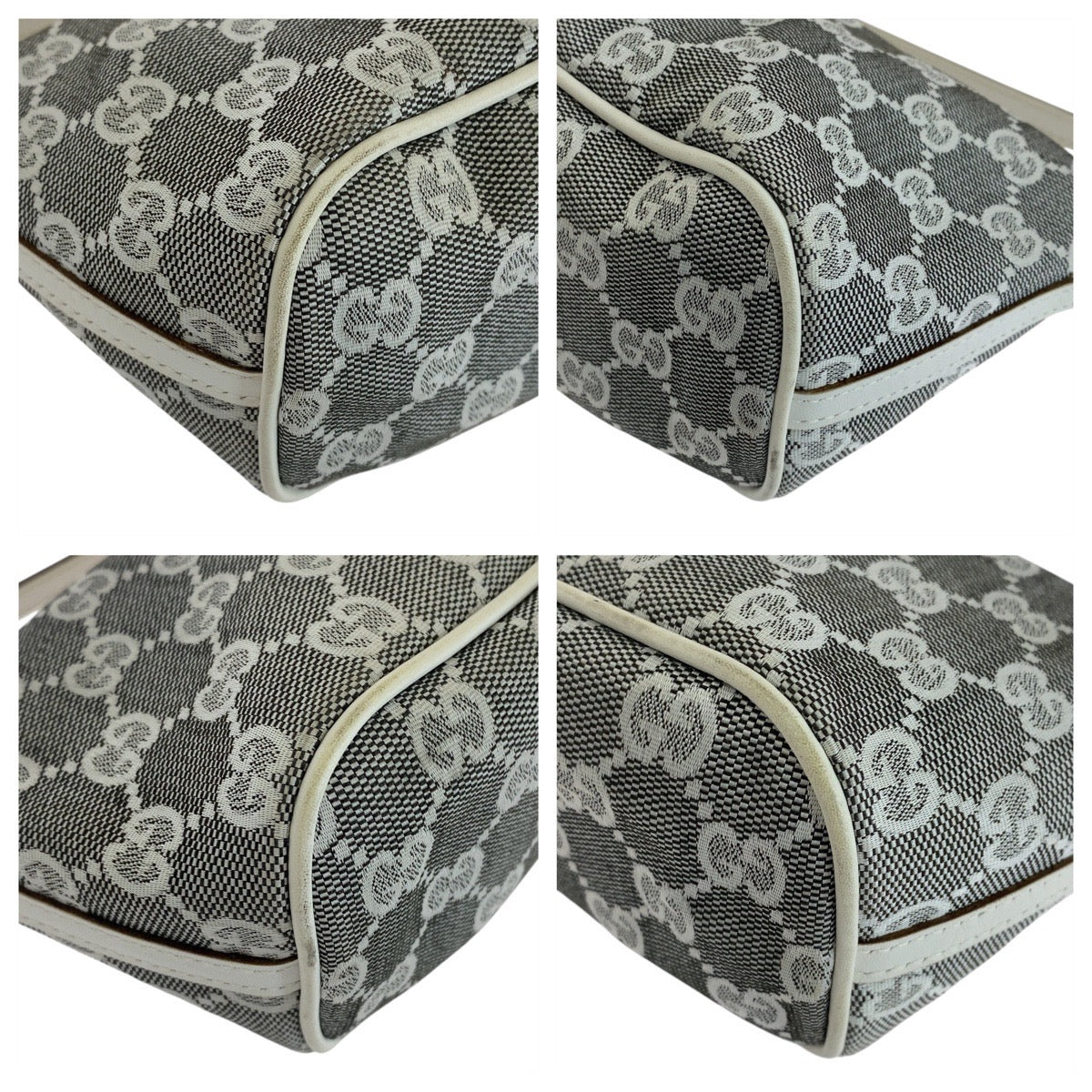 GUCCI Handbag 0391103 GG canvas, leather Grey White SilverMetal Handbag accessory pouch Women Used
