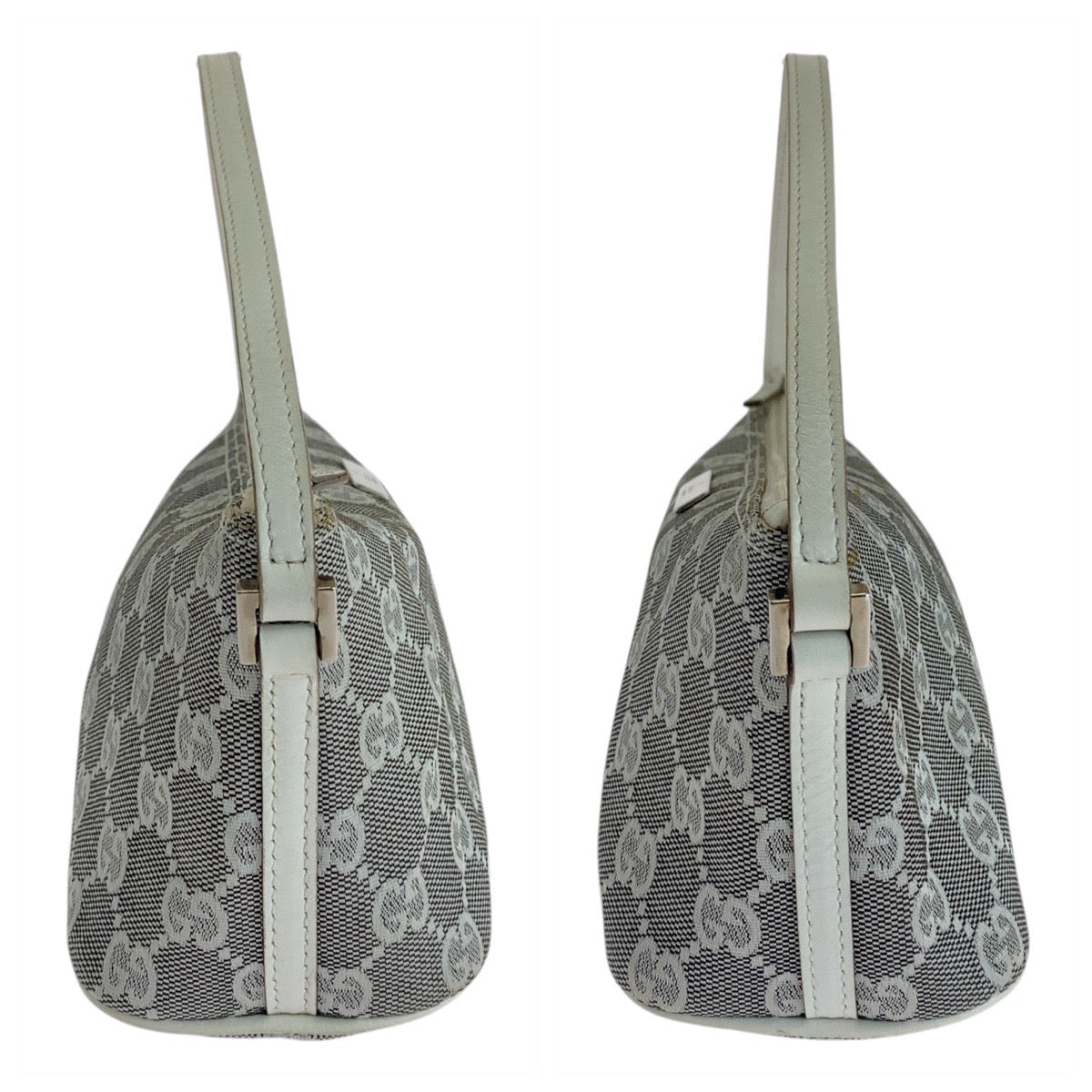 GUCCI Handbag 0391103 GG canvas, leather Grey White SilverMetal Handbag accessory pouch Women Used
