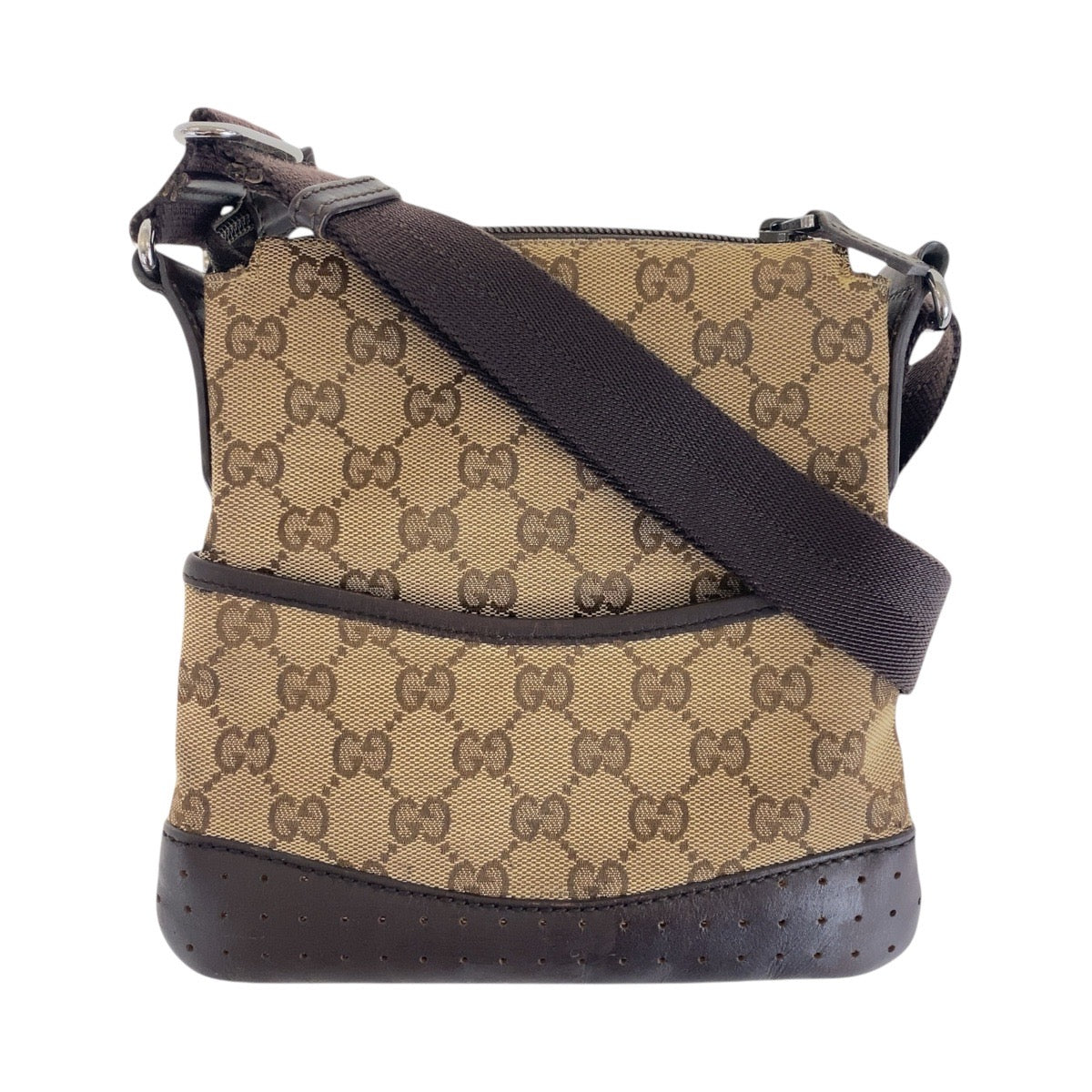 GUCCI Shoulder Bag 147671 GG canvas, leather Beige Brown SilverMetal Shoulder Bag pochette Women Used
