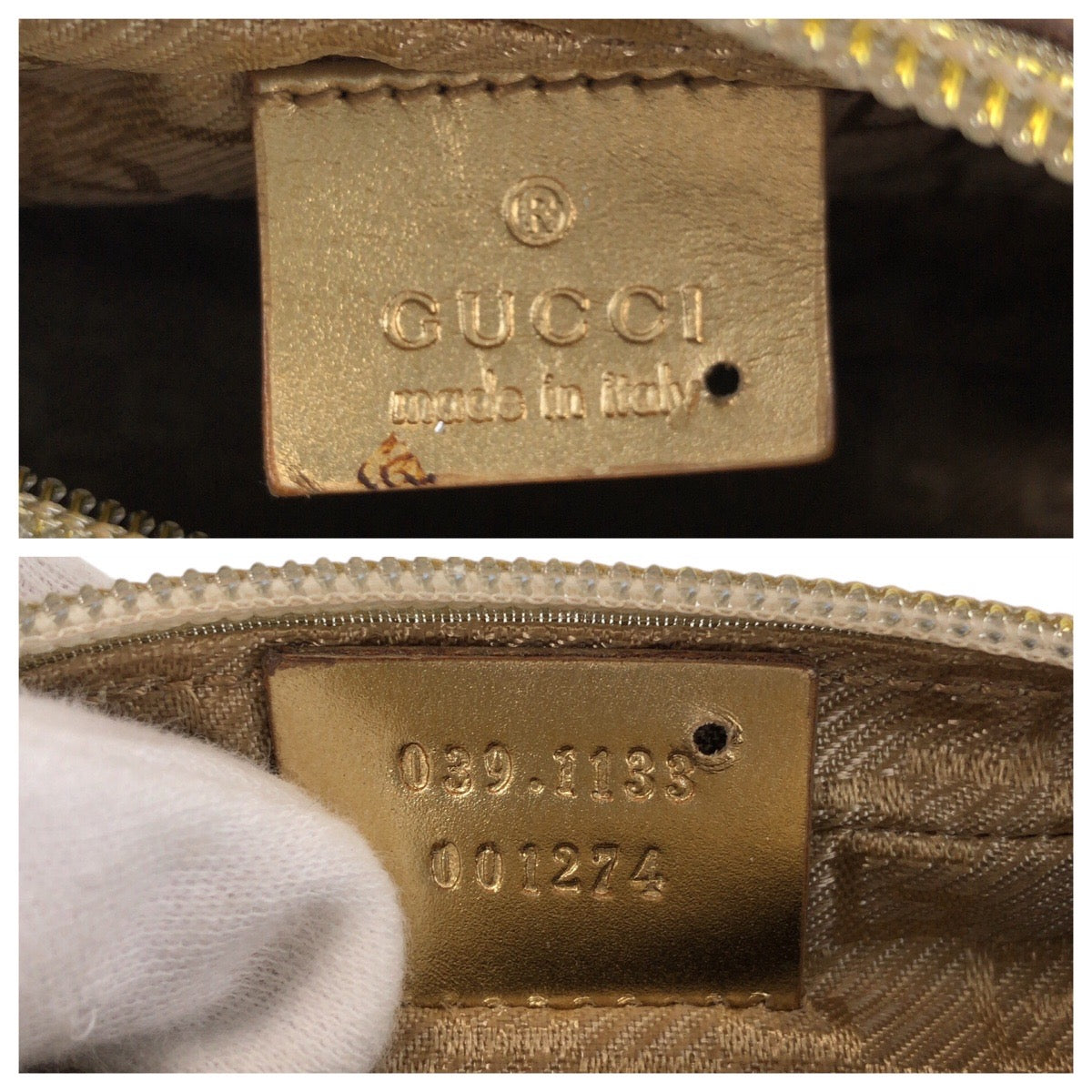 GUCCI Handbag 0391133 Canvas, Leather Mint Green Gold Handbag accessory pouch Women Used